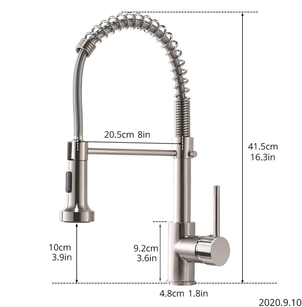 InArt Single Lever Kitchen Sink Mixer - 360° Swivel Pull-Down Sprayer Faucet with Multi-Function Spray Head, Chrome Finish (KSF024) for Modern Home Kitchen & Bar Sink