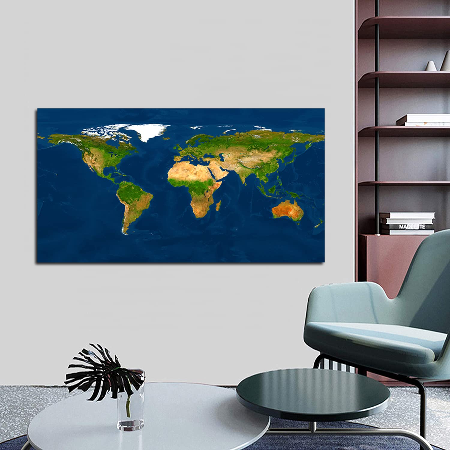 3D World Map Canvas Art - Framed Abstract Map Wall Decor for Home, Office & Bedroom - Ready to Hang - Perfect for Geography Lovers & Travel-Themed Interior Design
