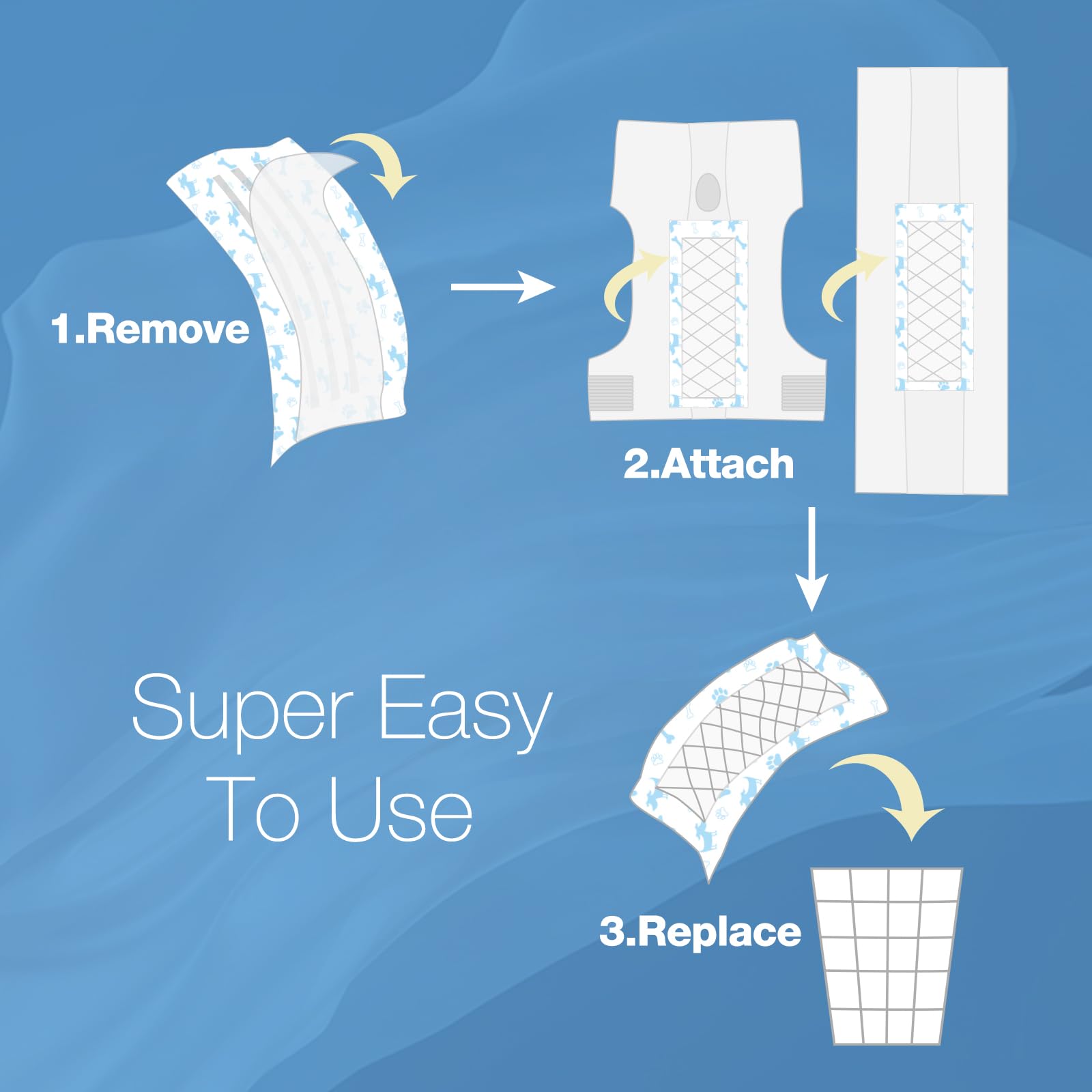 MICOOYO Disposable Dog Diaper Liners & Pads - XS 25 Count, Blue | Absorbent Male Dog Belly Band Inserts, Puppy Period & Incontinence Pads | Ideal for House Training, Travel & Senior Dogs