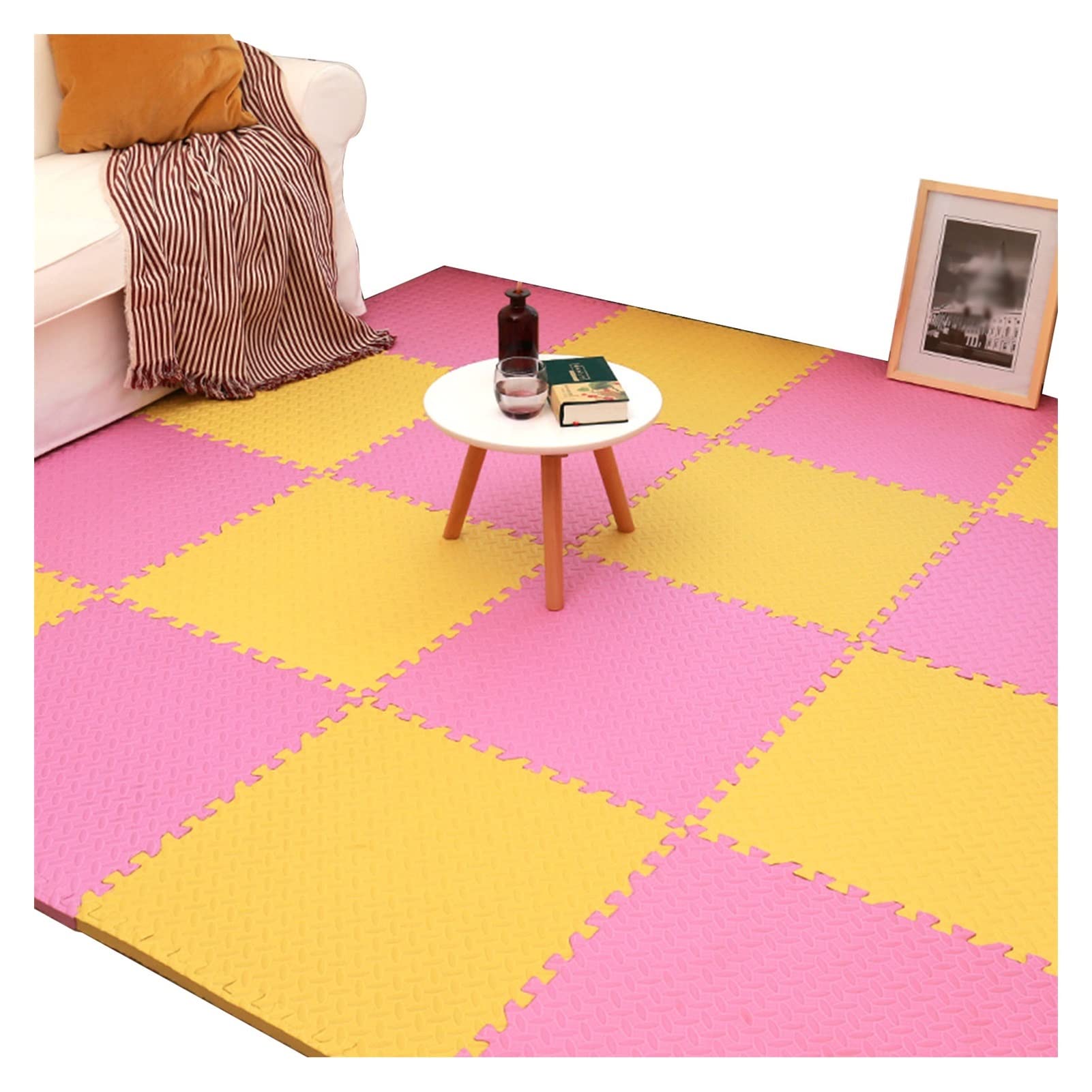 CHHD Baby Play Mat - Non-Toxic EVA Foam Interlocking Puzzle Tiles (8/9/10/12/15/20 Pieces with Borders) for Kids & Toddlers - Soft Floor Mat for Crawling, Learning, Playroom & Nursery Safety