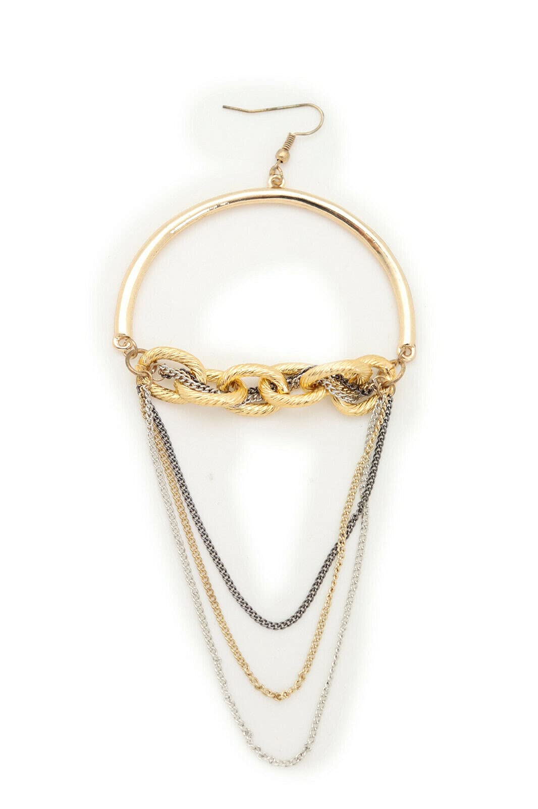 Stylish Women's Gold & Silver Pewter Chain Link Hoop Earrings Set - Chunky Crystal Statement Jewelry for Parties, Weddings & Everyday Wear