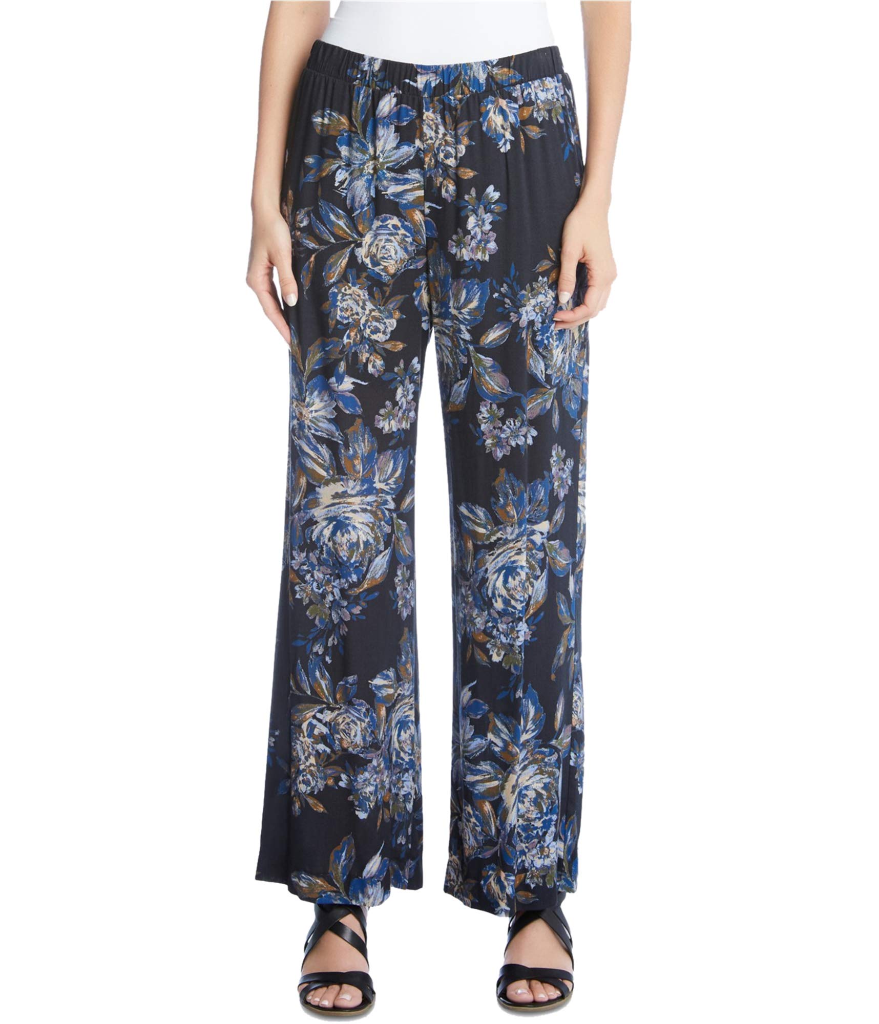 Karen Kane Women's Floral Print Wide Leg Pants - Comfortable Casual Lounge Pants for Summer, Travel & Everyday Wear