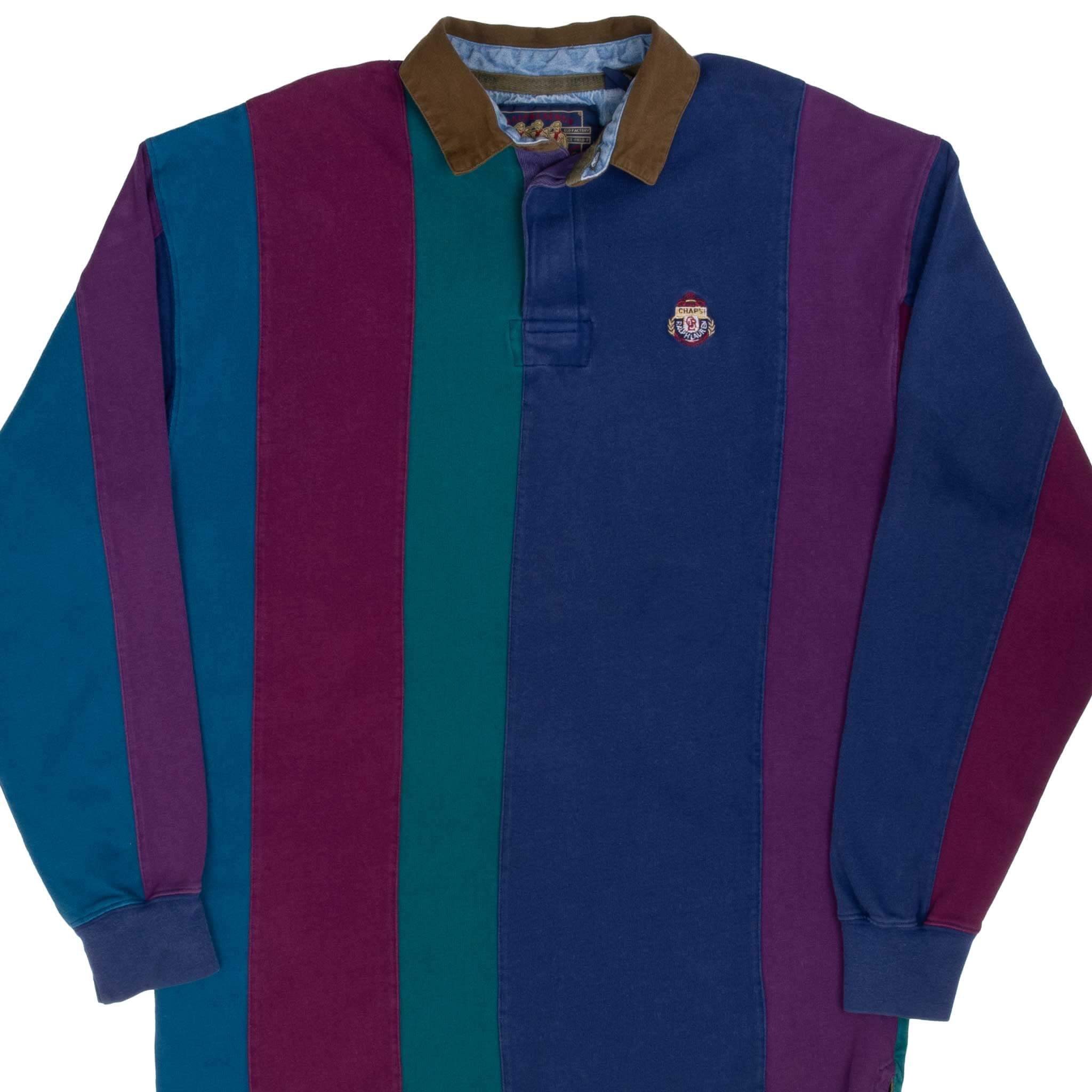 Vintage Ralph Lauren Chaps Multicolor Rugby Polo Shirt 1990s - Large Size | Retro 90s Fashion for Men | Perfect for Casual Wear, Vintage Collections & Rugby Enthusiasts