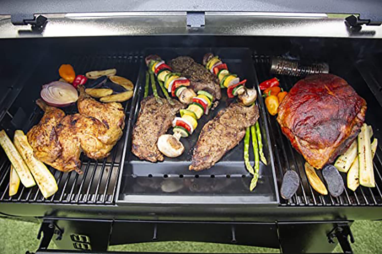 Pit Boss 40630 Ceramic Coated Cooking Grates Set - 1000 Series Griddle Insert for Gas Grills, Black | Durable BBQ Replacement Grates | Perfect for Outdoor Grilling, Backyard BBQs & Camping Cooking