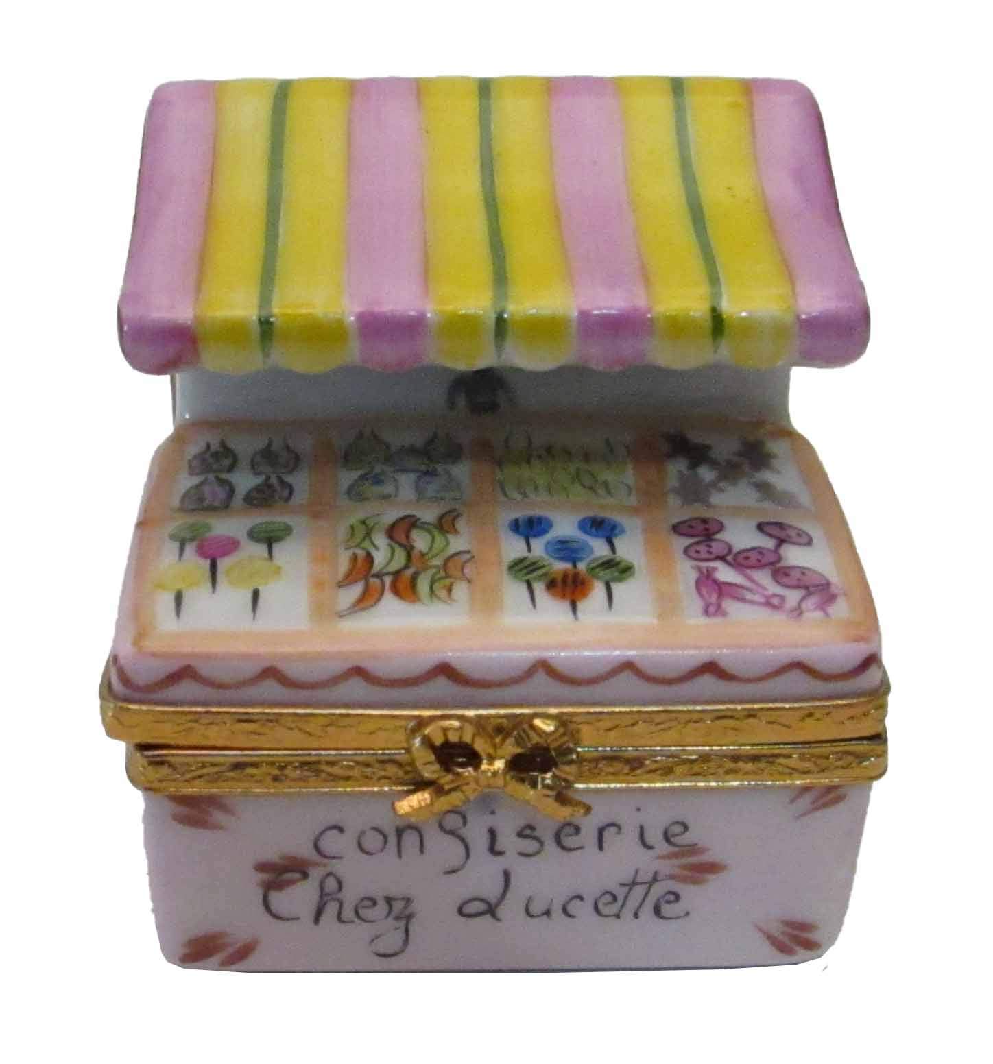 Limoges Porcelain Candy Box - Hand-Painted Lucette's Candy Store Trinket Box | Perfect for Collectors, Gift Giving & Home Décor