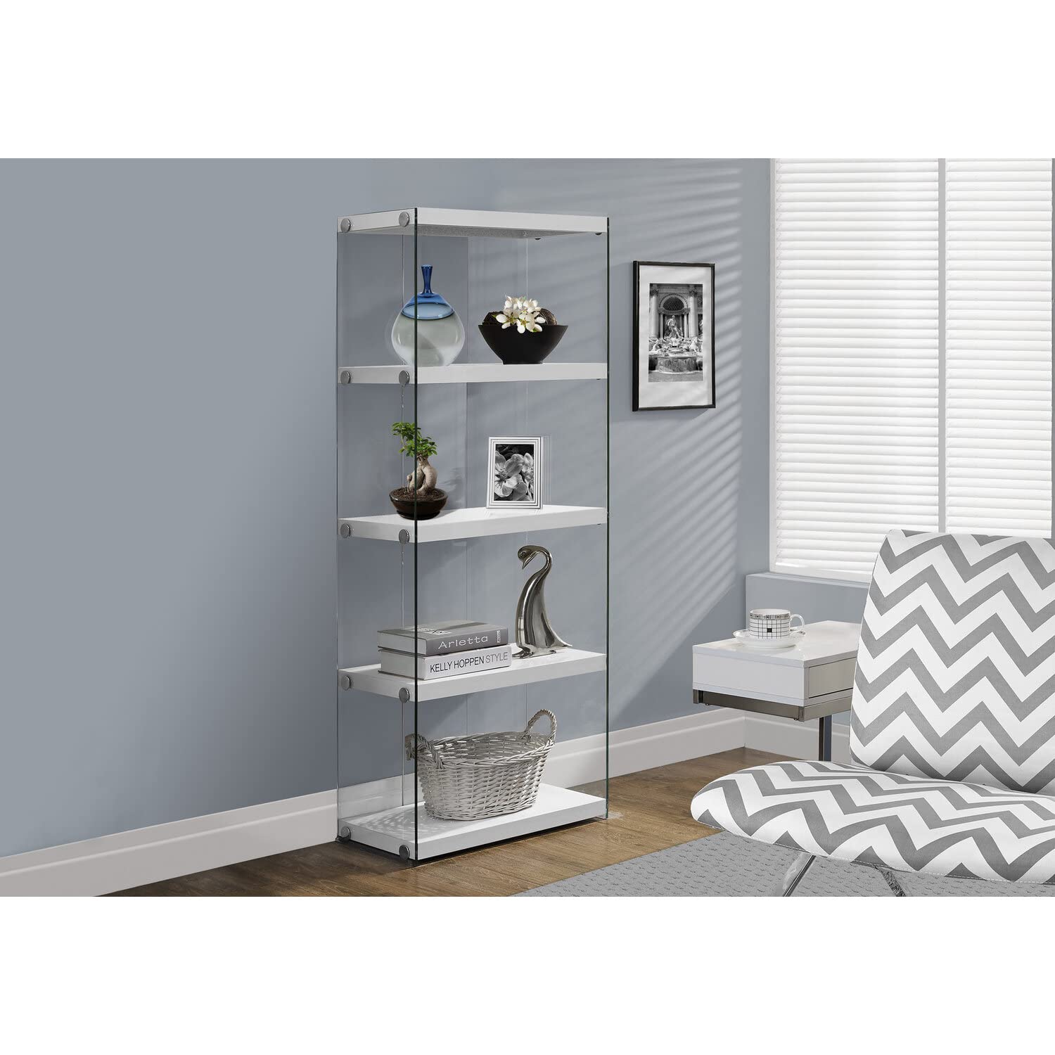 Monarch Specialties 5-Shelf Etagere Bookcase - 60