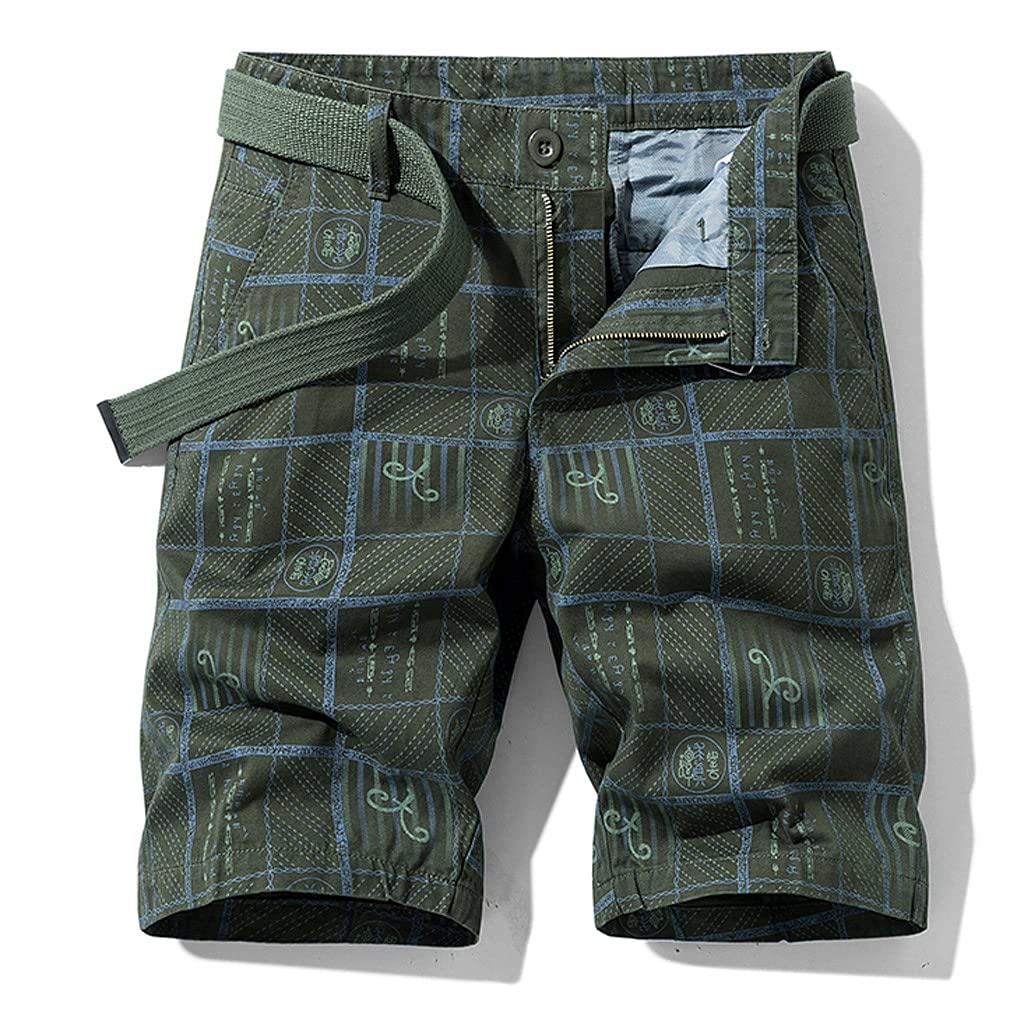 KLHHG 2021 Summer Men's Cotton Casual Loose Fit Cargo Shorts - Big Size with Printing (Color: E, Size: 32) - Perfect for Outdoor Activities, Travel & Everyday Wear