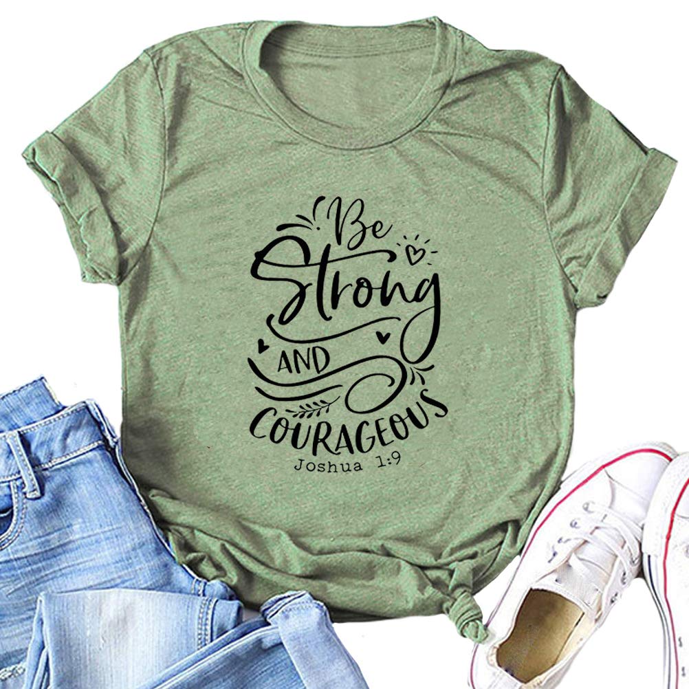 YourTops Women's Be Strong & Courageous Motivational T-Shirt - Comfortable Cotton Tee for Workouts, Gym, and Everyday Inspiration
