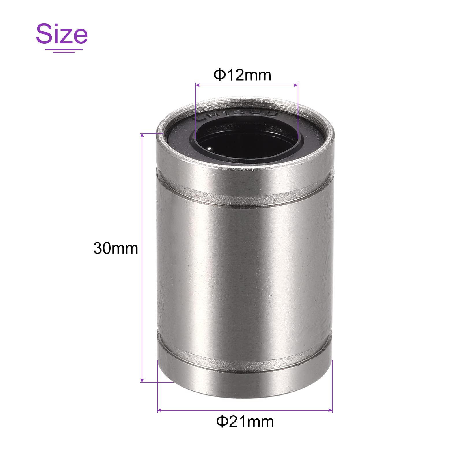 DMiotech 4 Pack LM12UU 12mmx21mmx30mm Linear Ball Bearings Bushing - High Precision for 3D Printers, CNC Machines, and DIY Robotics Projects