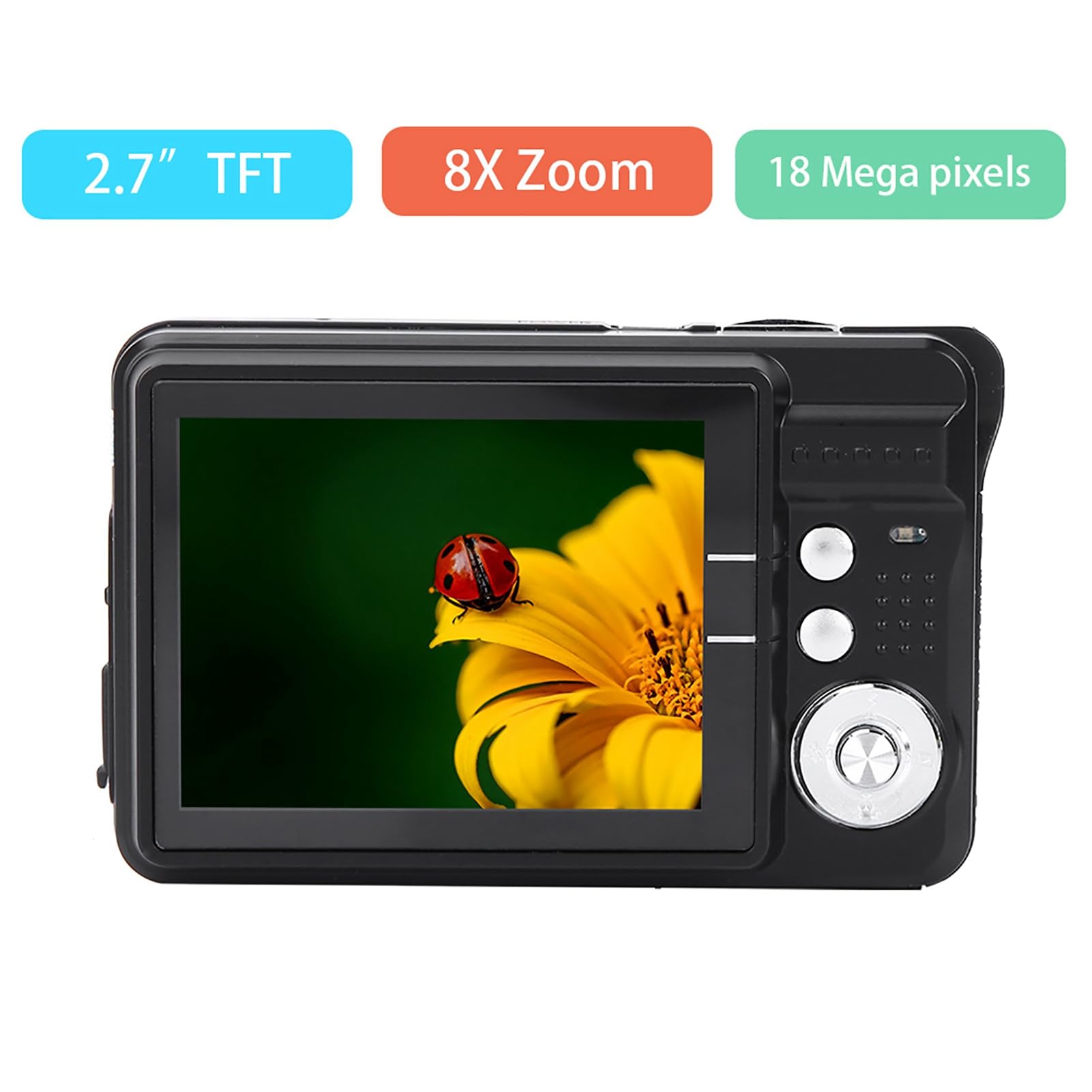 **2.7 Inch Kids Digital Camera - HD Video & Selfie Camera Toy for Children with Rechargeable Battery, Perfect for Birthday Gifts & Travel Adventures (Black)**