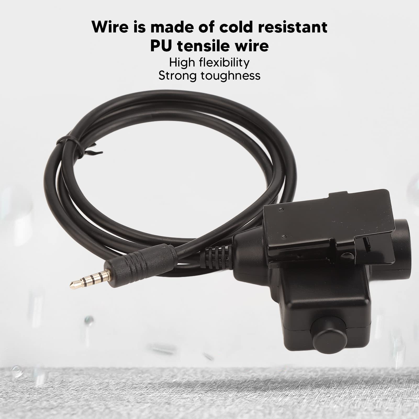 U94 PTT Tactical Headset Adapter with 3.5mm/0.1in Plug - Military-Grade Communication Cable for Two-Way Radios & Cell Phones - Durable Flexible Design for Outdoor, Airsoft & Tactical Operations