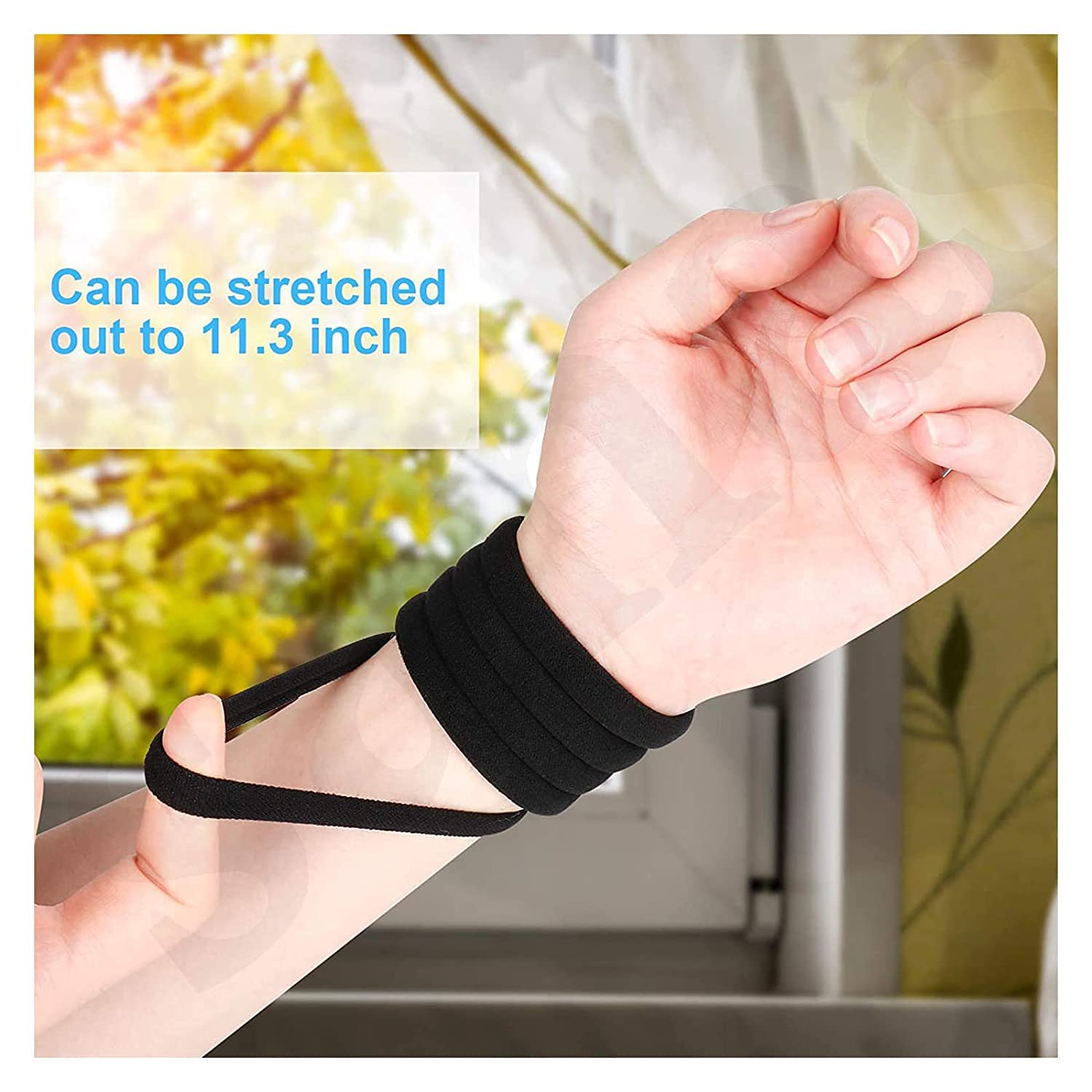 VRT Stretchable Hair Bands for Women & Girls - Soft Elastic Cotton Hair Ties (60 Pack, Black) - Perfect for Gym, Work, School & Everyday Hairstyles