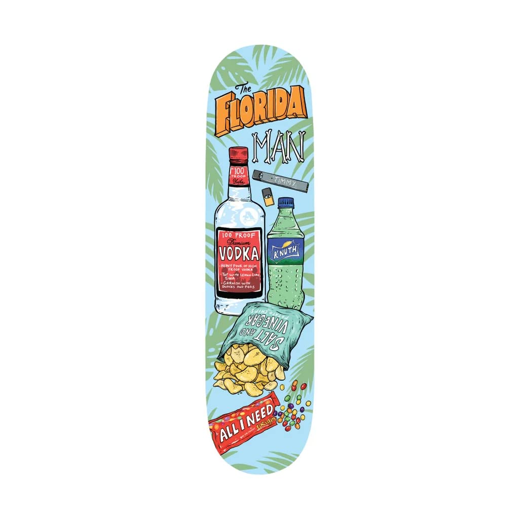 Florida Man 8.0'' Skateboard Deck - Premium 8-Inch Maple Wood Skateboard Deck for Street & Park Skating - Perfect for Tricks, Commuting & Skatepark Sessions