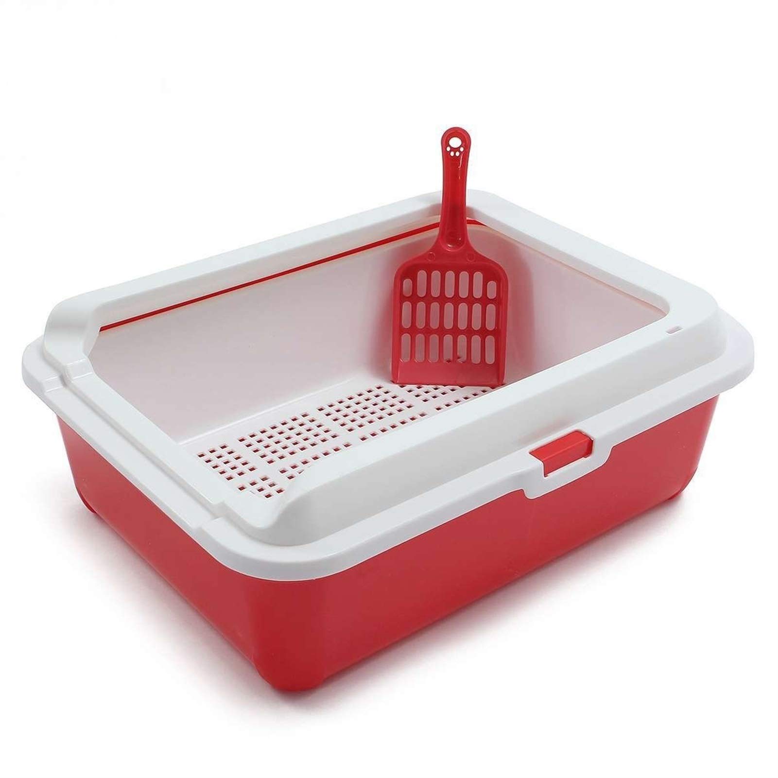 Liushop Double Design Cat Litter Box with Scoop - Plastic Pet Litter Tray for Kittens, Puppies, Rabbits & Small Pets - Home Use, Easy Clean Sandbox for Teddy Dogs & Cats - Perfect for Apartments & Multi-Pet Households