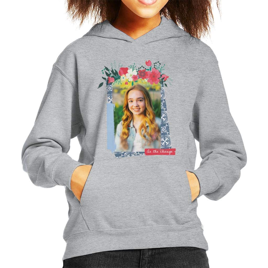 Be The Change Floral Border Hooded Sweatshirt for Kids | Holly Hobbie Inspired Cute Girls' Pullover | Perfect for School, Playdates & Outdoor Activities