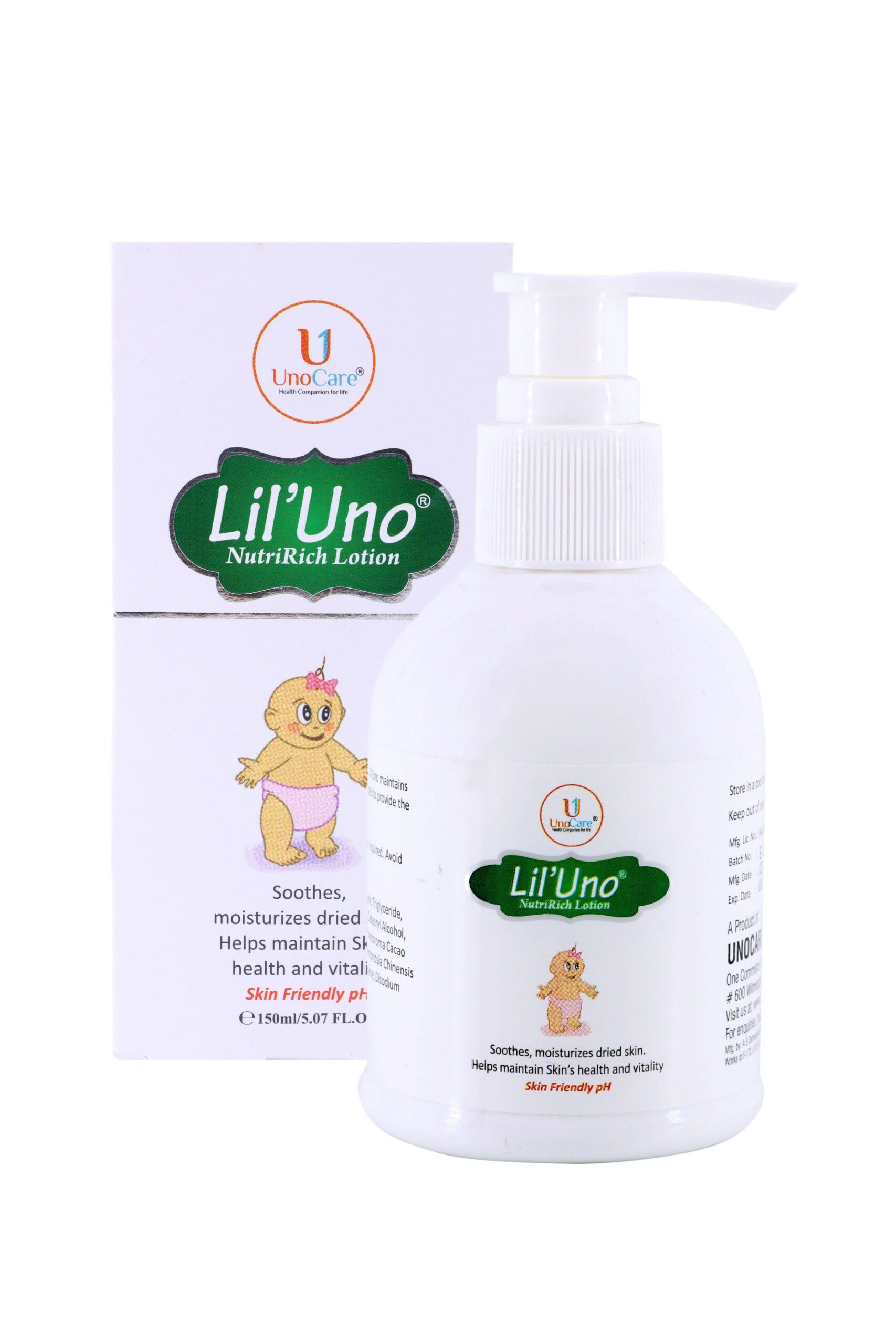 Lil’Uno NutriRich Baby & Kids Moisturizing Lotion - Dermatologist Approved 150g Hydrating Body Cream for Sensitive Skin | Gentle Daily Moisturizer for Newborns, Toddlers & Children | Perfect for Dry Skin Care After Bath & Before Bedtime