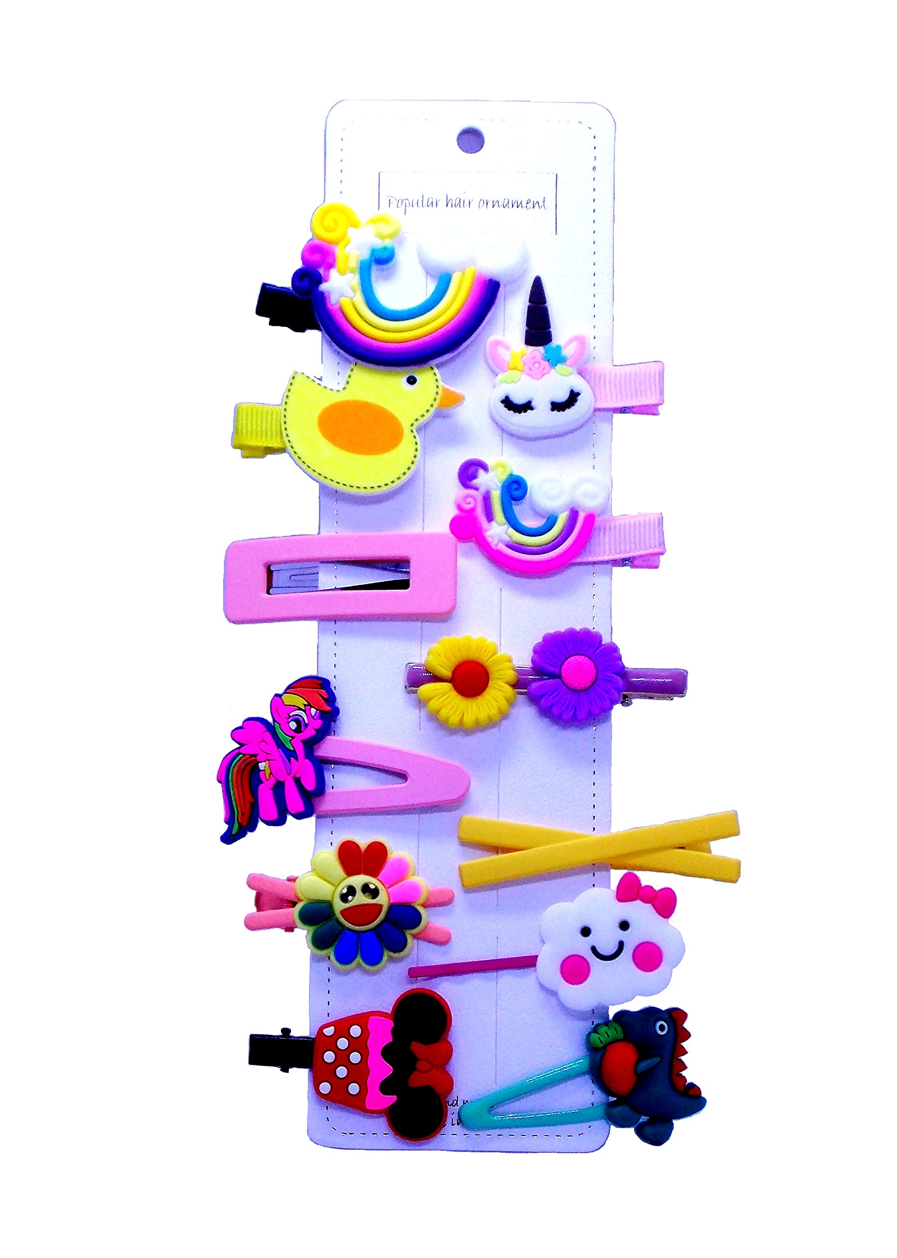 12 PCS Cute Hair Clips for Baby Girls - Unicorn, Ice Cream, Cartoon, Rainbow, Flower & Animal Hair Barrettes | Hair Accessories for Toddlers & Kids | Perfect for School, Parties & Daily Styling