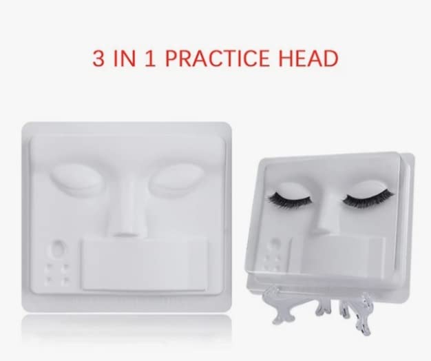 3-in-1 Reusable Plastic Eyelash Mannequin Head for Lash Extension Training - Perfect for Beginners & Professionals, Salon Practice & Beauty School Use