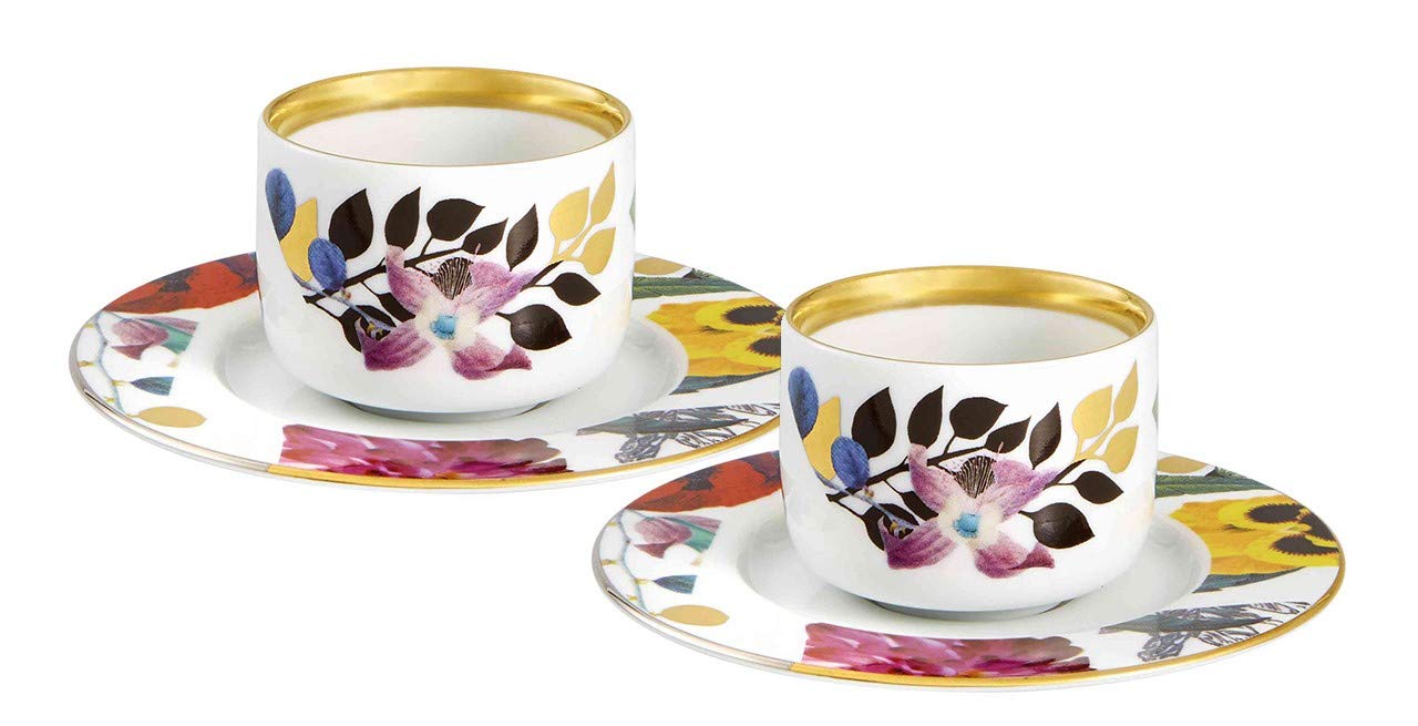 VISTA ALEGRE Christian Lacroix Spring Collection Porcelain Espresso Cup & Saucer Set of 2 - Elegant Coffee Cups for Home, Cafe & Gifts (Ref #21132631) | Perfect for Espresso, Cappuccino & Afternoon Tea