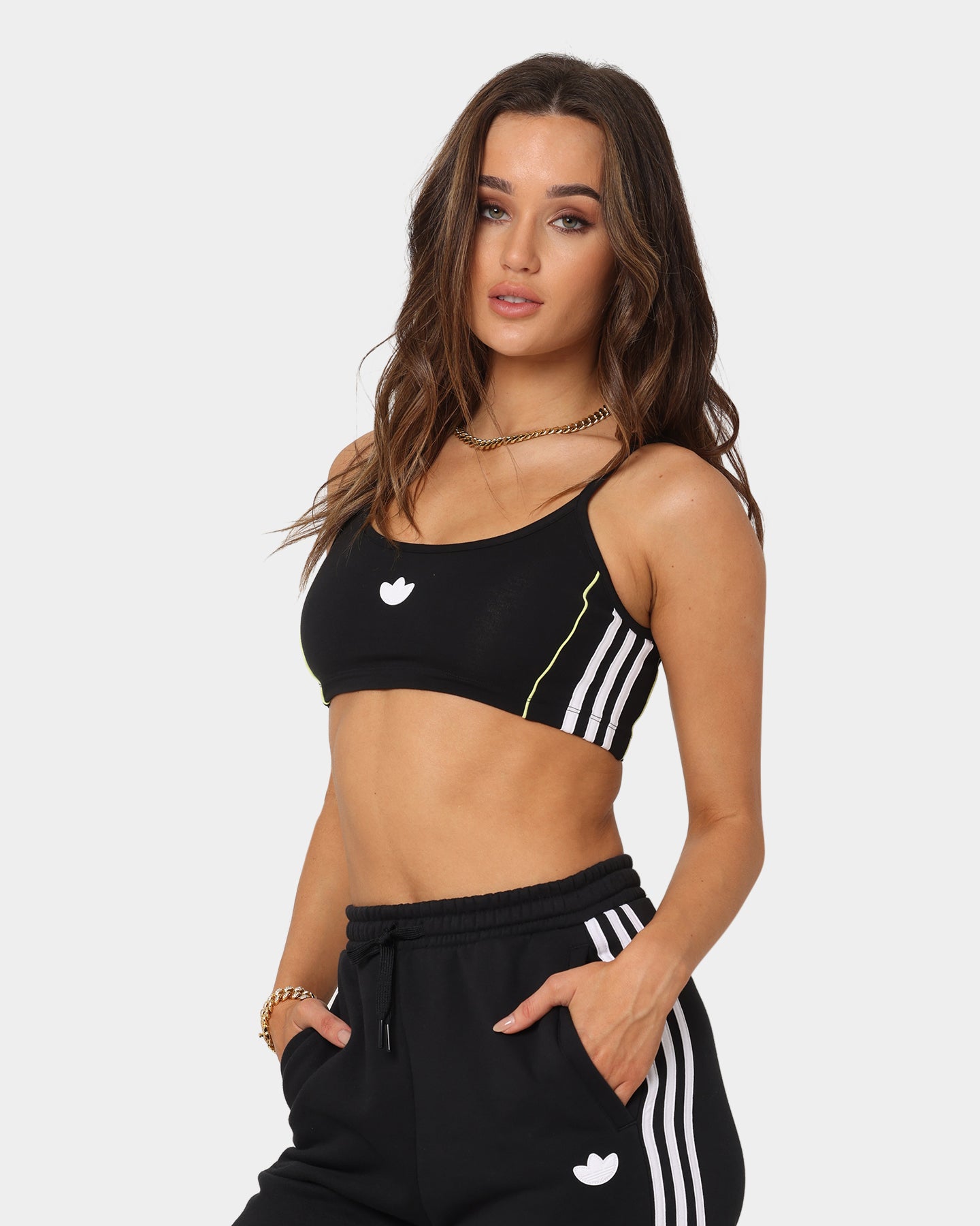 Adidas Women's Piping Logo Sports Bra Top - Black | Workout, Yoga & Running Activewear for Women