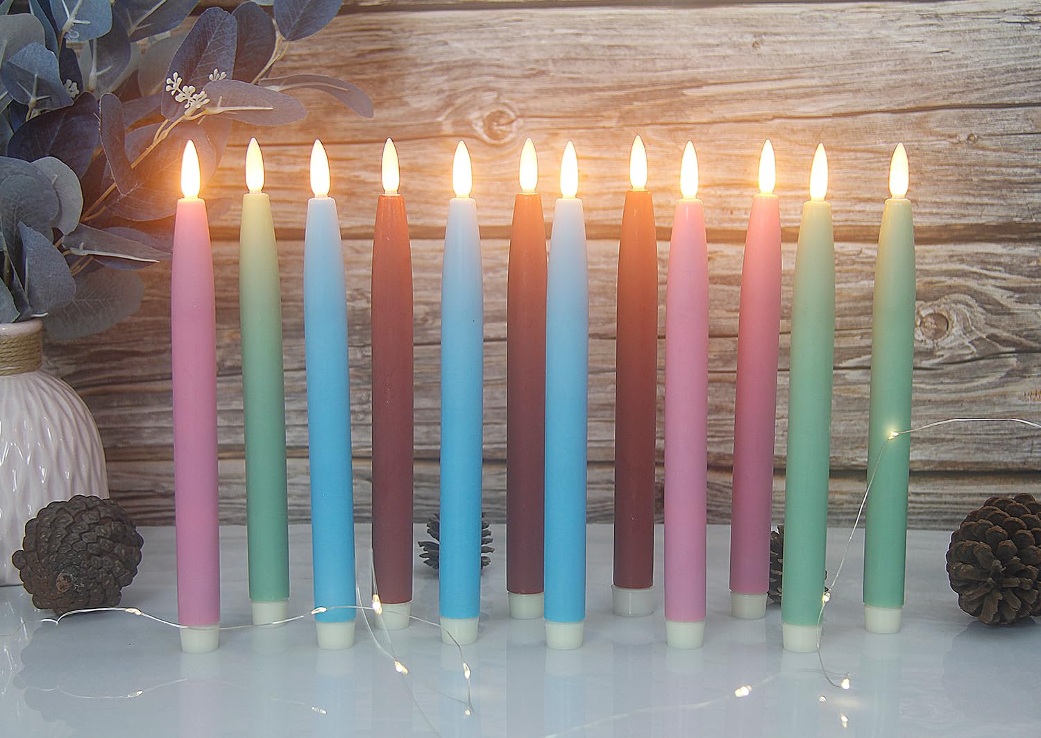 Flameless LED Taper Candles with Timer & Remote - Real Wax Look Battery Operated Candles, Set of 3 Pink Tapered Dinner Candles for Windows, Tables, Christmas Decorations, Wedding Centerpieces - Perfect for Romantic Dinners, Holiday Decor & Special Occasions