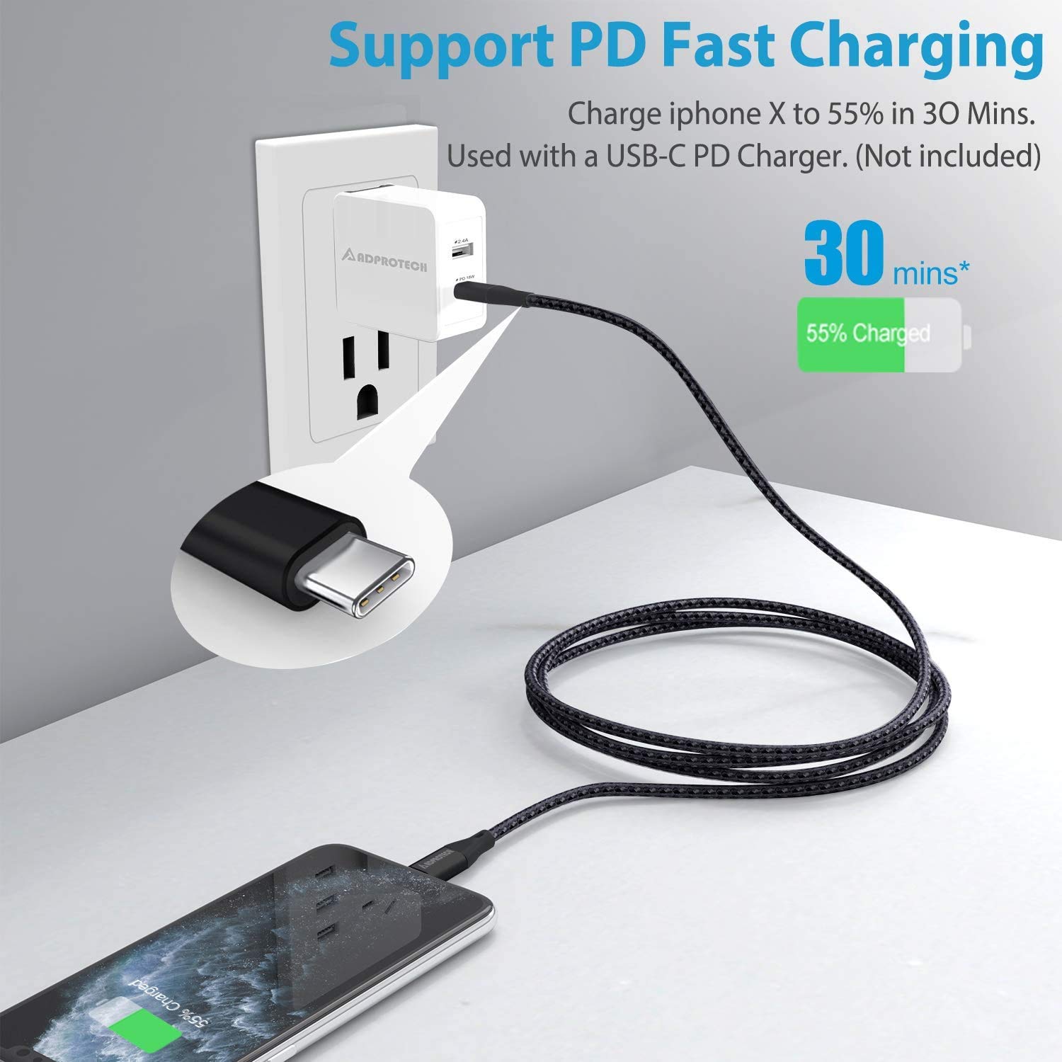 Apple MFi Certified USB C to Lightning Cable 3.3FT - Fast Charging & Data Sync Cable for iPhone 14/13/12/11/X/8 Series - Compatible with iPad & AirPods - Perfect for Home, Office & Travel Charging (Black)