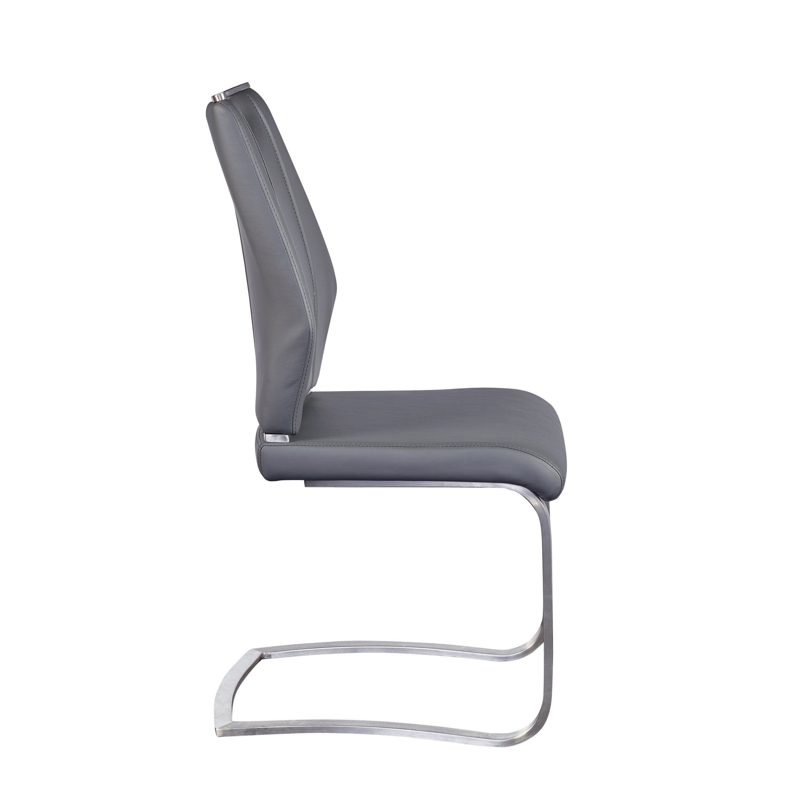 Lexington Side Leather Chair in Brushed Stainless Steel - Set of 2 Modern Dining Chairs for Home & Office | Perfect for Dining Rooms, Conference Tables & Lounge Areas