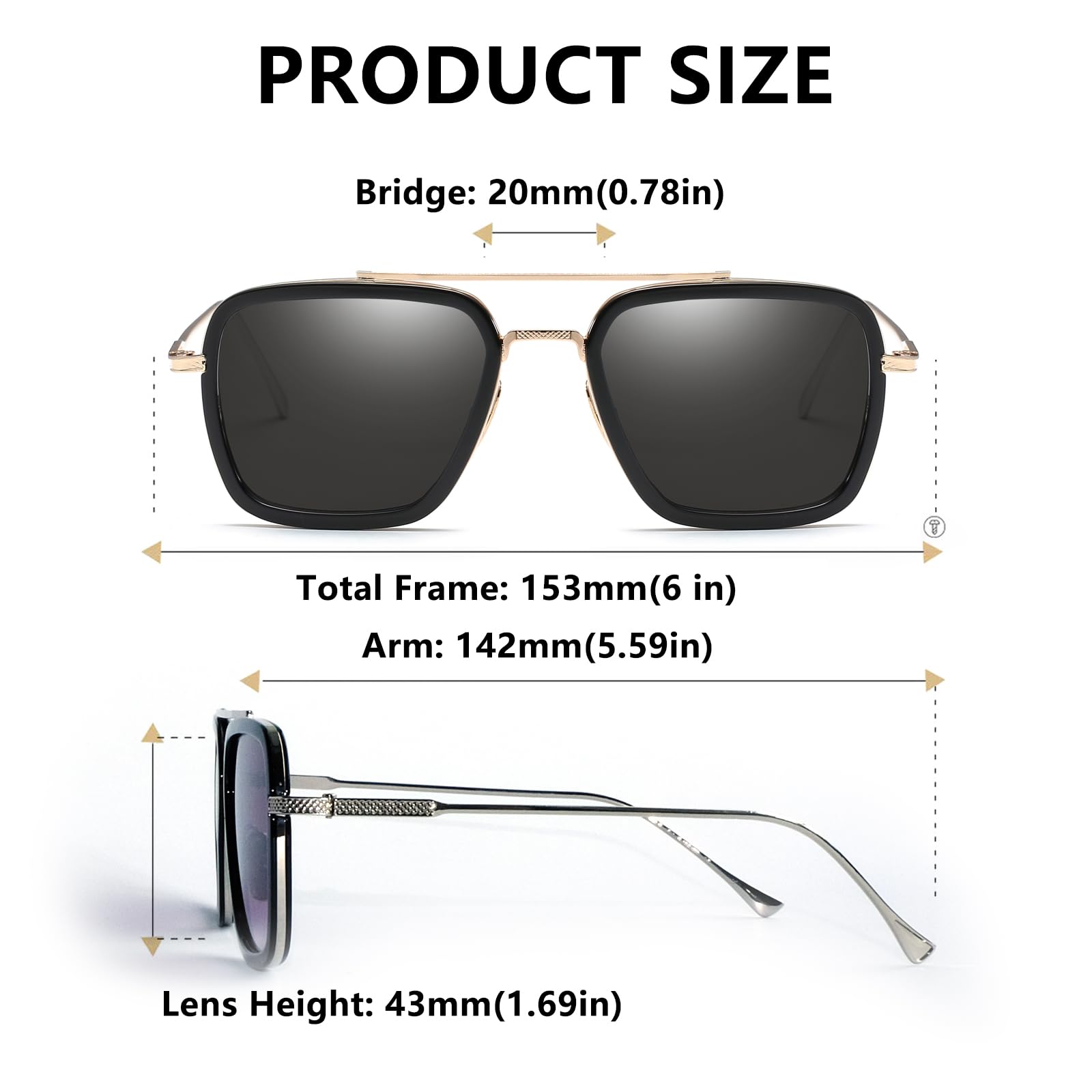 Tony Stark Sunglasses - Iron Man Inspired Square Metal Frame with UV Protection - Perfect for Cosplay, Halloween, and Everyday Fashion