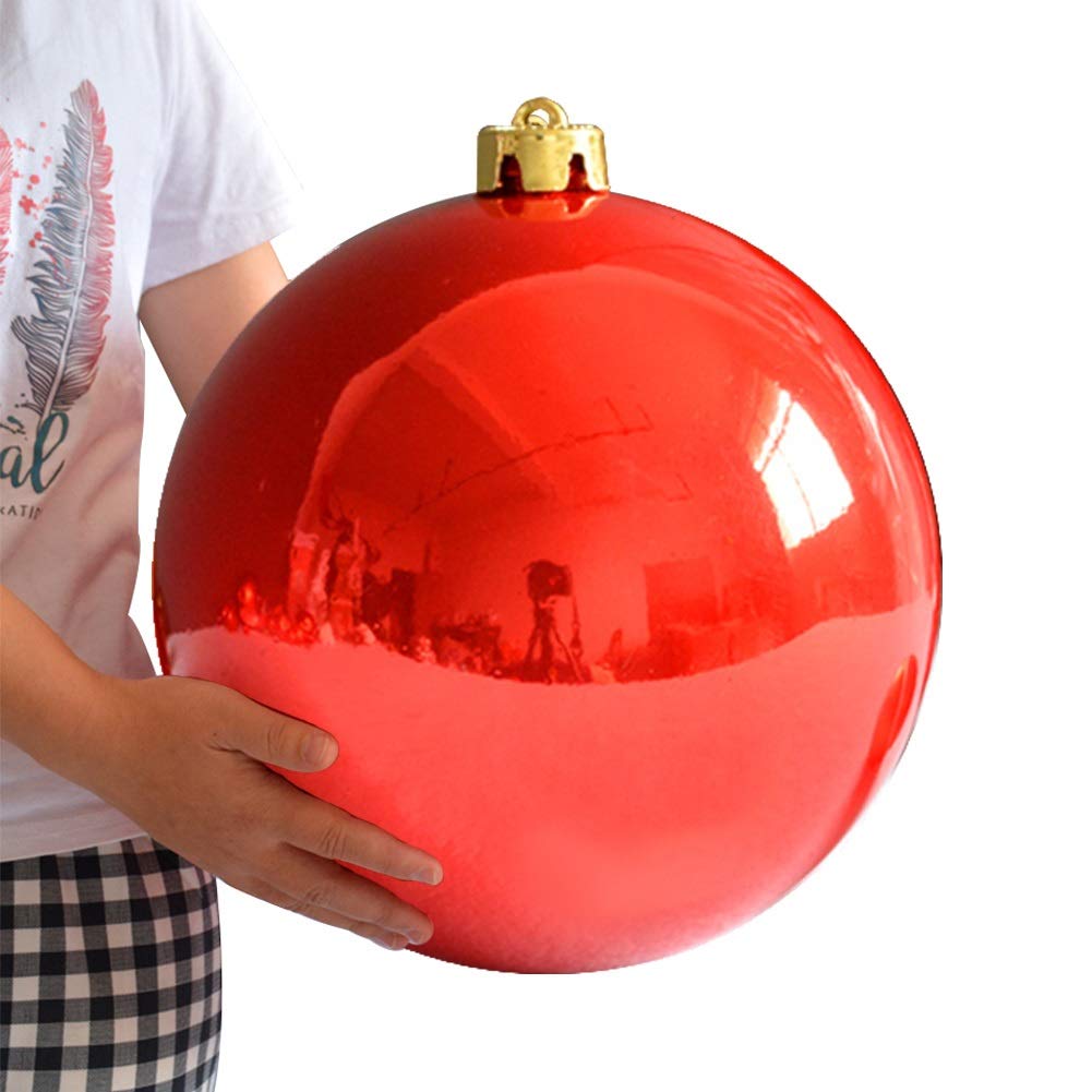 LINFEIKLJ Red Christmas Baubles Ball - Plastic Xmas Tree Ornaments for Holiday Decorations (12/15/20/25/30/40/50cm, 1pc) - Pearly Red 40cm - Perfect for Christmas Tree Decor, Home Party & Festive Gift Wrapping