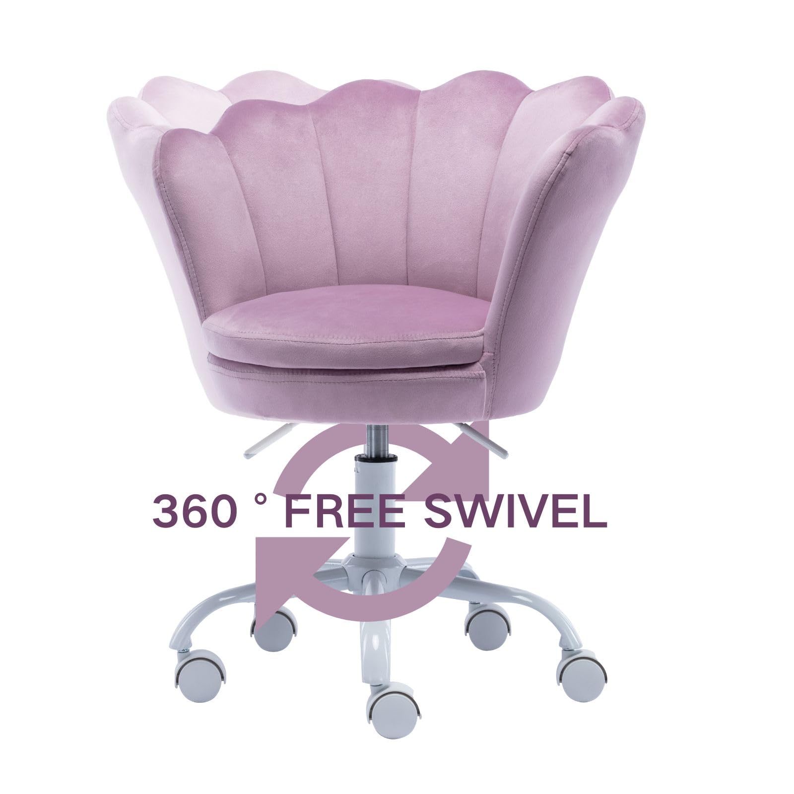 Kids Desk Chair With Wheels - Cute Petal Study Computer Chair With Arms, Upholstered Velvet Task Chair for Teen Girls, Swivel Rolling Chair for Bedroom & Vanity (Purple) - Perfect for Study, Gaming & Makeup Station
