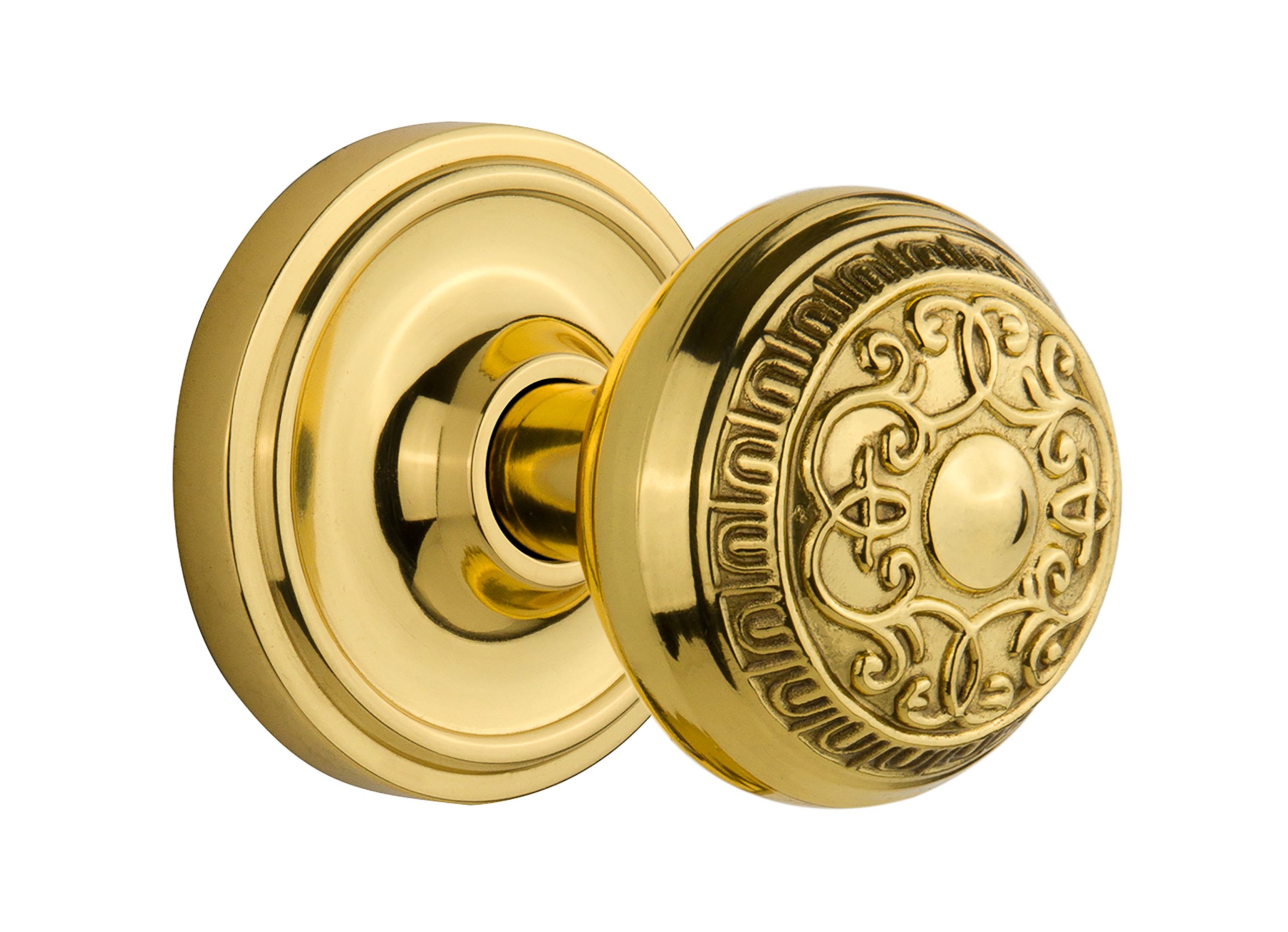 Vintage Classic Rosette with Egg & Dart Round Door Knob - Antique Brass Hardware for Traditional Home Decor | Perfect for Bedroom, Bathroom & Interior Doors