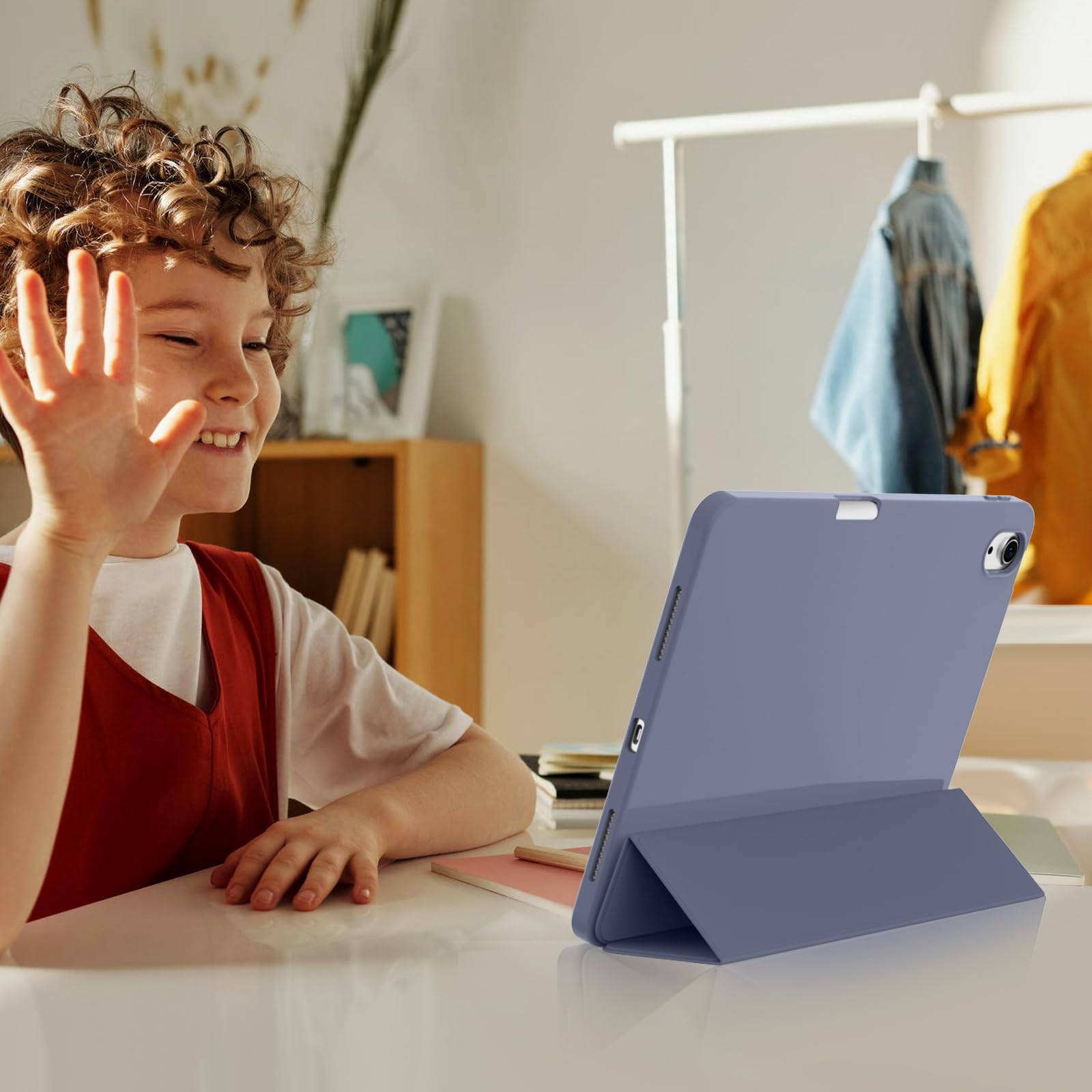 Premium KENKE iPad Air 11 Inch Case (M3/M2 2025/2024) & iPad Air 10.9 Inch 5th/4th Gen (2022/2020) - Slim Trifold Stand Cover with Pencil Holder, Auto Sleep/Wake & Shockproof Protection - Purple | Perfect for Work, Travel & School Use