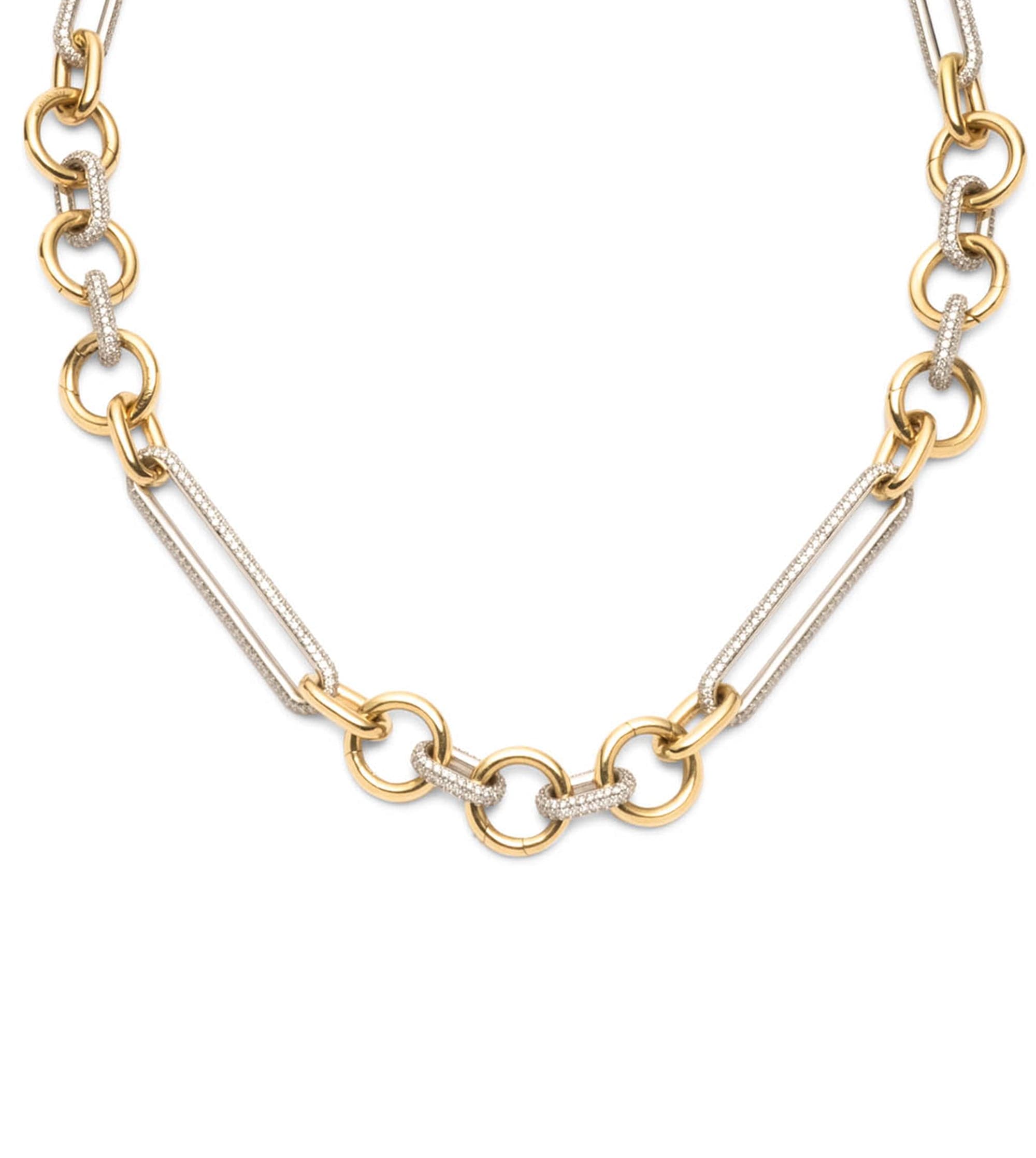 Oversized Pave Mixed Clip Chain - Elegant Statement Necklace for Women, Perfect for Parties, Weddings & Special Occasions