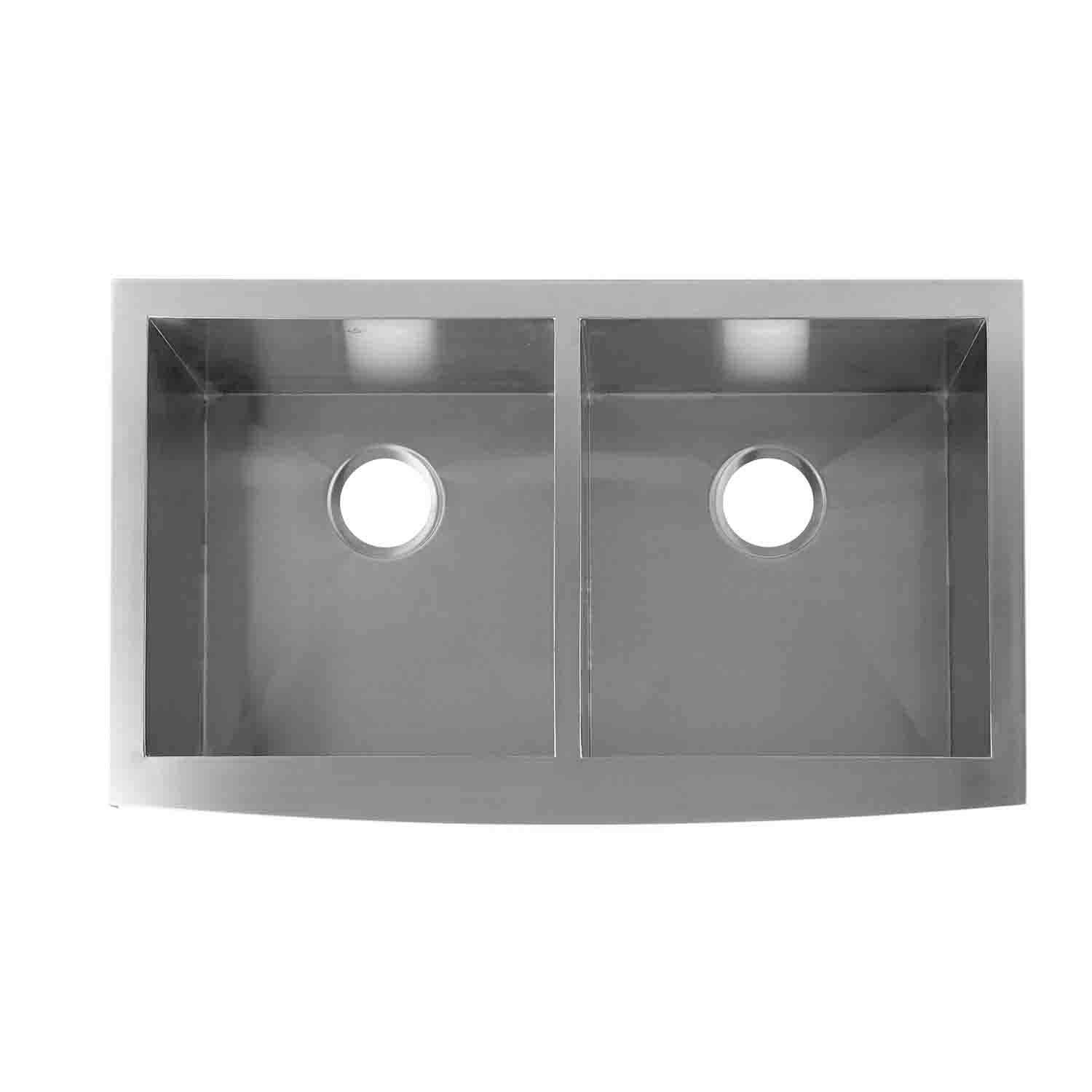 DAX Farmhouse 50/50 Double Bowl Kitchen Sink - 16 Gauge Stainless Steel with Brushed Finish - 33 x 20 x 10 Inches (DAX SQ 3320F) - Perfect for Modern Farmhouse Kitchens & Renovation Projects