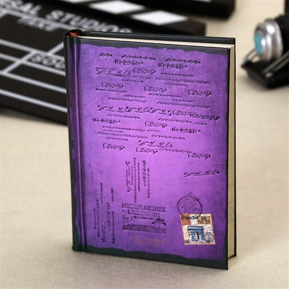 Vintage Hardcover Notebook - Retro Personal Diary & Planner for Office, School, Journaling - Purple Stationery Gift for Women & Men - Perfect for Daily Writing, Note Taking & Creative Journaling