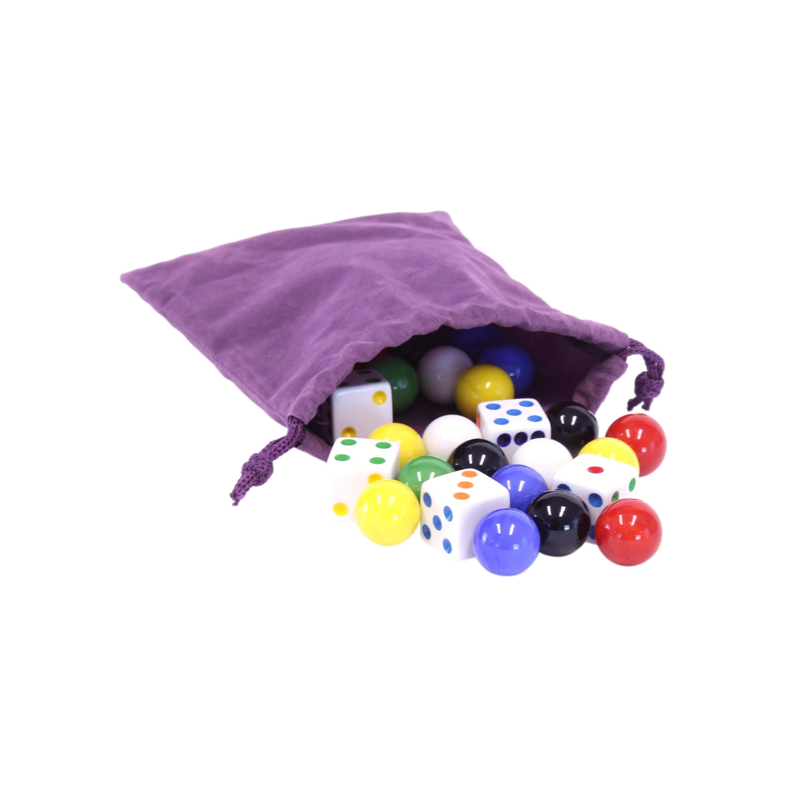 24-Piece Glass Marbles Set (16mm) with 6 Dice - Classic Aggravation Game Supplies for Board Games, Kids Toys & Family Game Night Activities