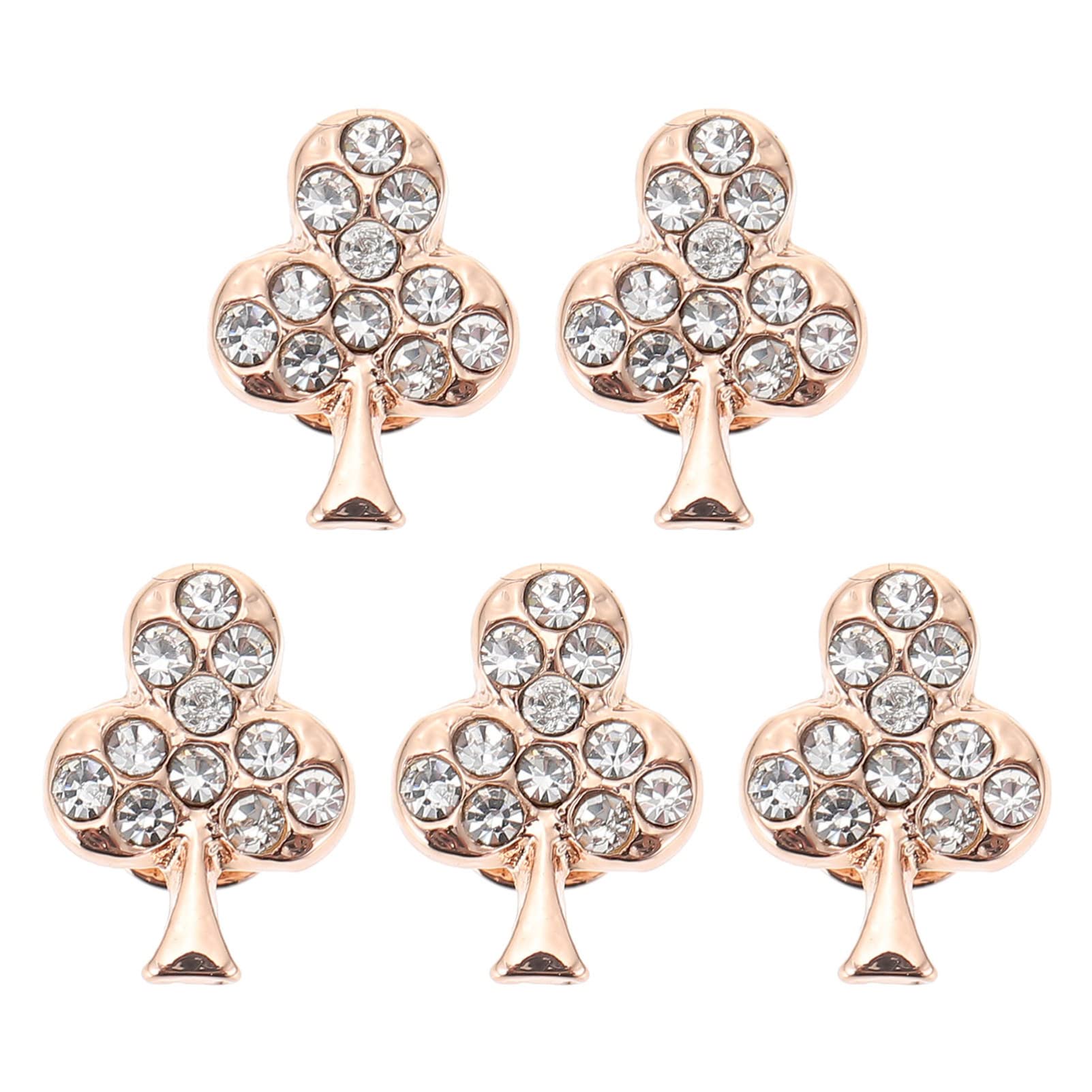 5pcs Flatback Rhinestone Embellishments - Glitter Lucky Leaf Shaped Watch Band Charms for DIY Crafts, Jewelry Making, Jeans & Jacket Decor - Gold Tone Accessories for Bags, Backpacks, Hats & Shoes (Perfect for Festival Outfits & Gift Giving)