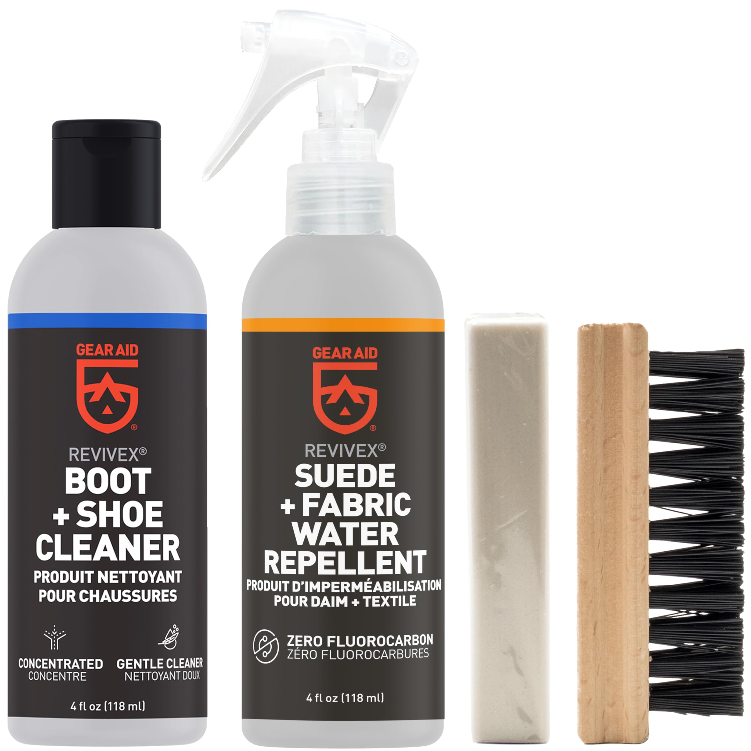 GEAR AID Revivex Suede Shoe Cleaner & Conditioner Kit - Restore & Waterproof Gore-Tex Sneakers | Gentle Cleaning for Suede, Nubuck & Leather | Perfect for Hiking, Running & Outdoor Adventures