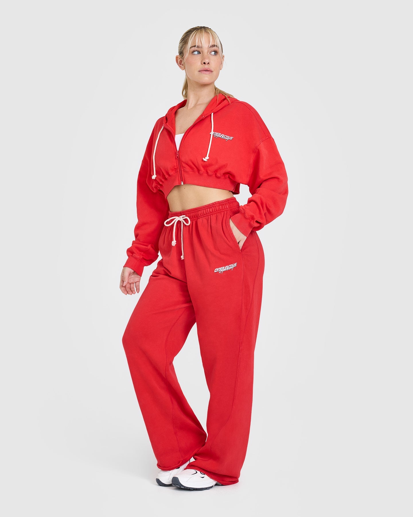Raw Lounge Wide Leg Joggers with Graphic Print | Muscle Mommy Red | Comfortable Women's Lounge Pants for Yoga, Running & Casual Wear