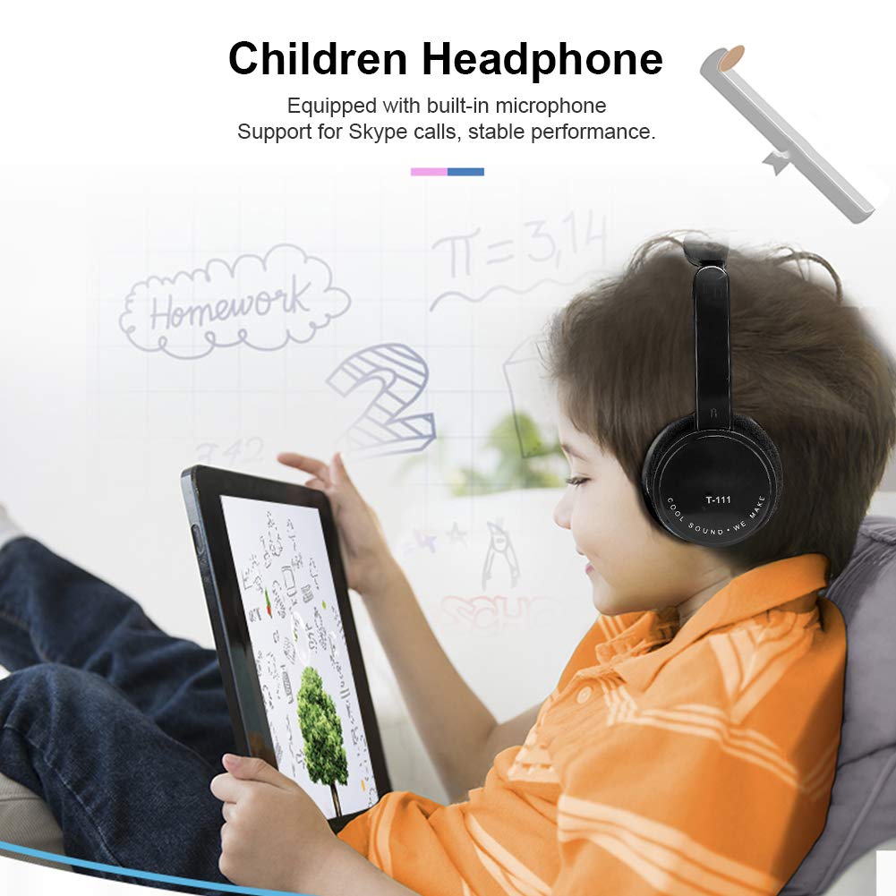 Yoidesu Kids Wired Headphones with Microphone - Foldable Stereo On-Ear Headset with 3.5mm Jack for iPhone, Android, PC, Laptop - Perfect for Online Classes, Gaming & Music (Black)