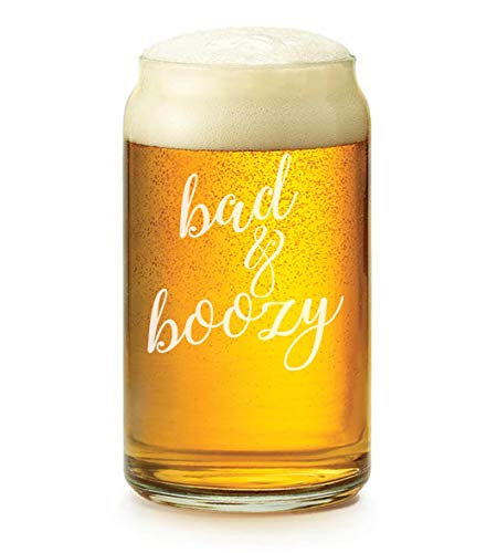 16 oz Beer Can Glass - Funny Bad & Boozy Drinking Mug for Beer Lovers - Perfect for Parties, Gifts & Home Bar Decor