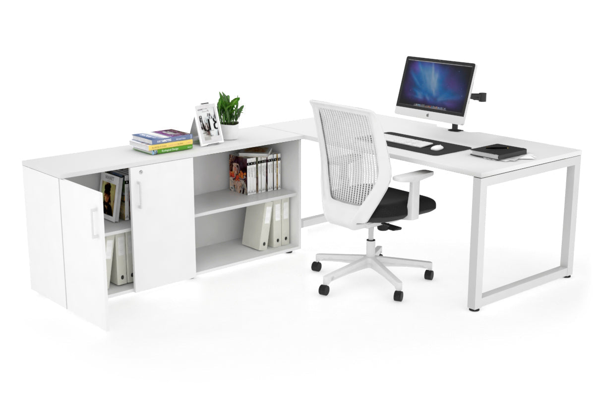 Quadro Loop Executive White Frame Office Chair - 1800L x 800W with Cable Scallop - Ergonomic Desk Chair for Home & Office Workspace