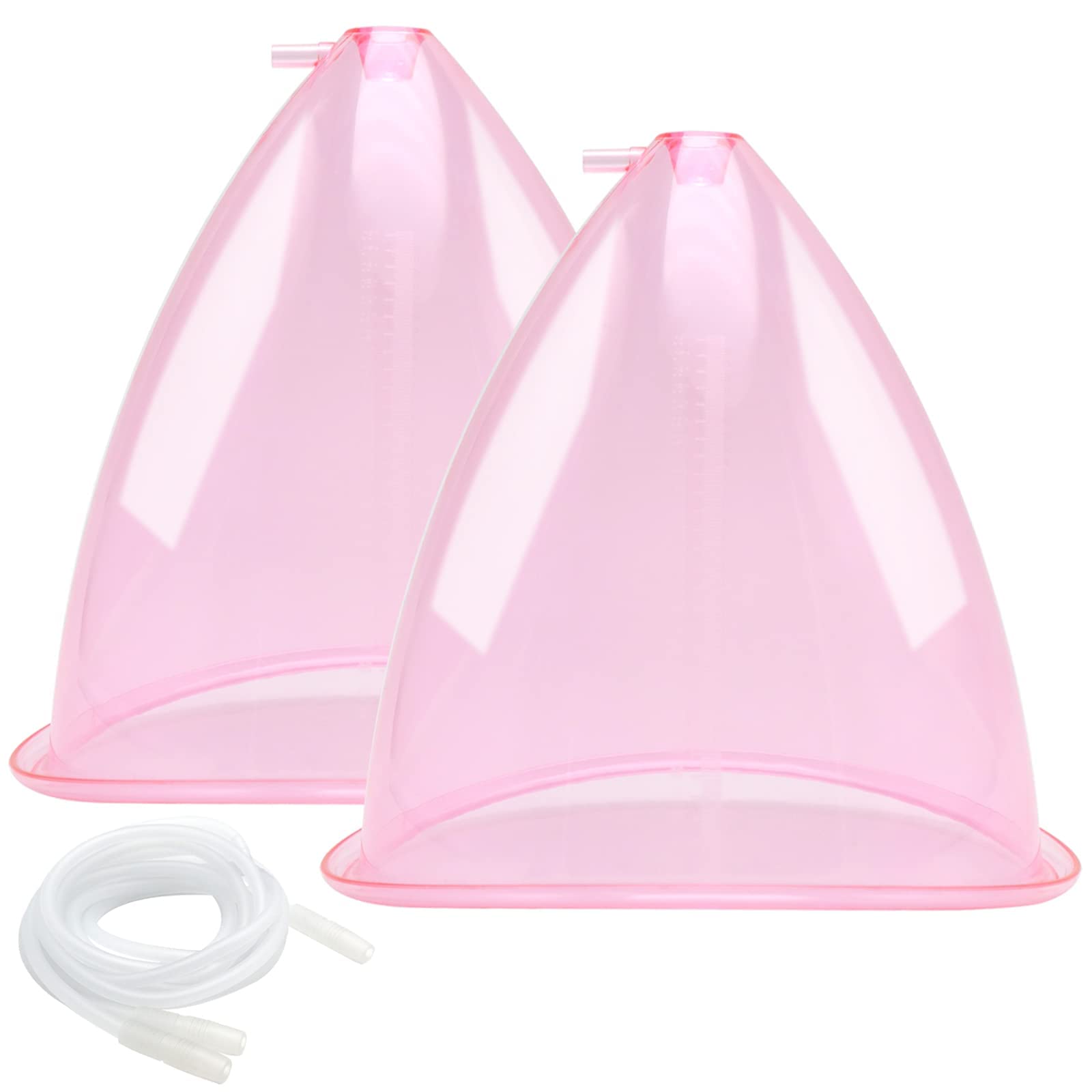 XXL 210ml Buttocks Vacuum Therapy Cups - 9.4 Inch Diameter Silicone Suction Cups for Bigger Butt Lifting & Body Massage | Includes Y-Hose Accessories | 1 Pair (Pink) | Perfect for Home Spa, Cellulite Treatment & Body Contouring Therapy