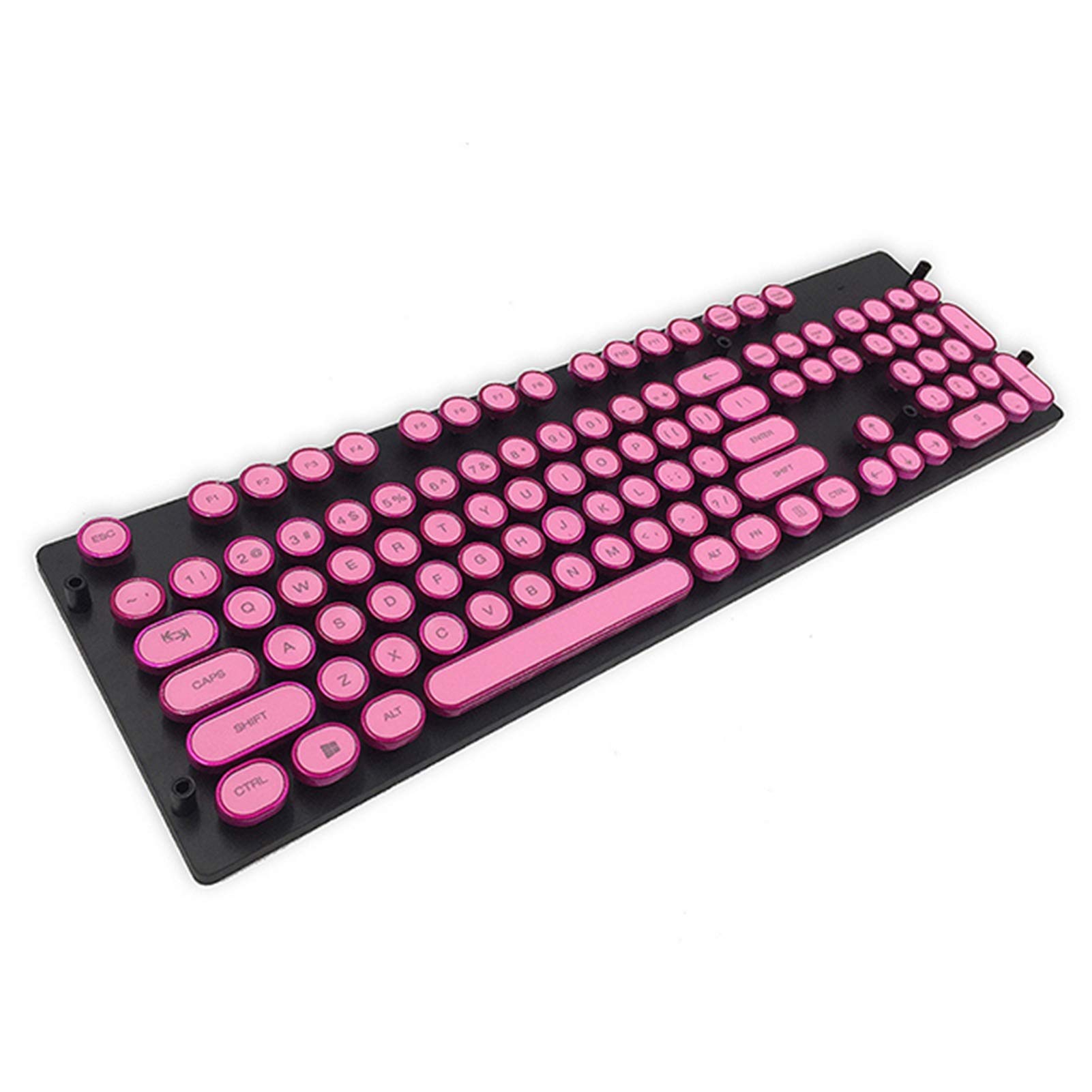104/87 Key DIY Retro Steampunk Typewriter Mechanical Keyboard - Custom Gaming Keycaps for PC & Mac (104 Keys Pink) - Perfect for Typing, Gaming & Office Work
