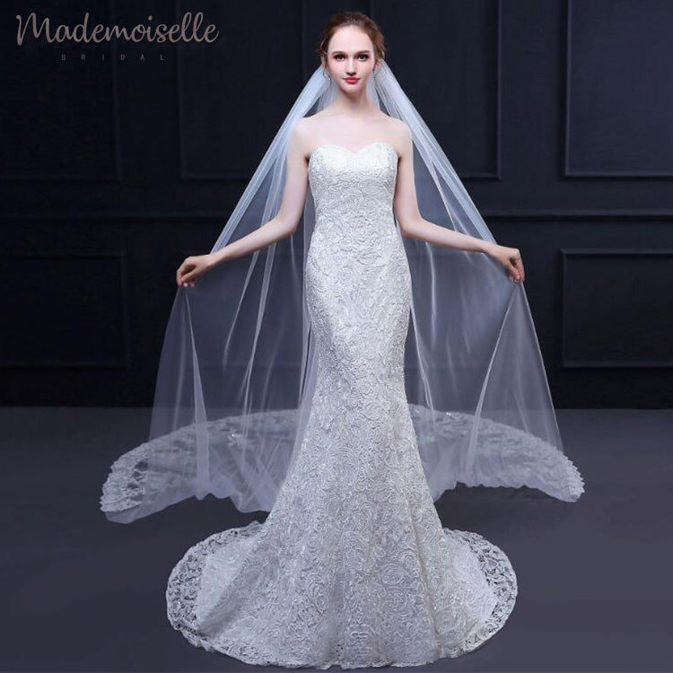 Denika Veil - Elegant Lace Wedding Veil for Brides | Perfect for Church Ceremonies & Outdoor Weddings