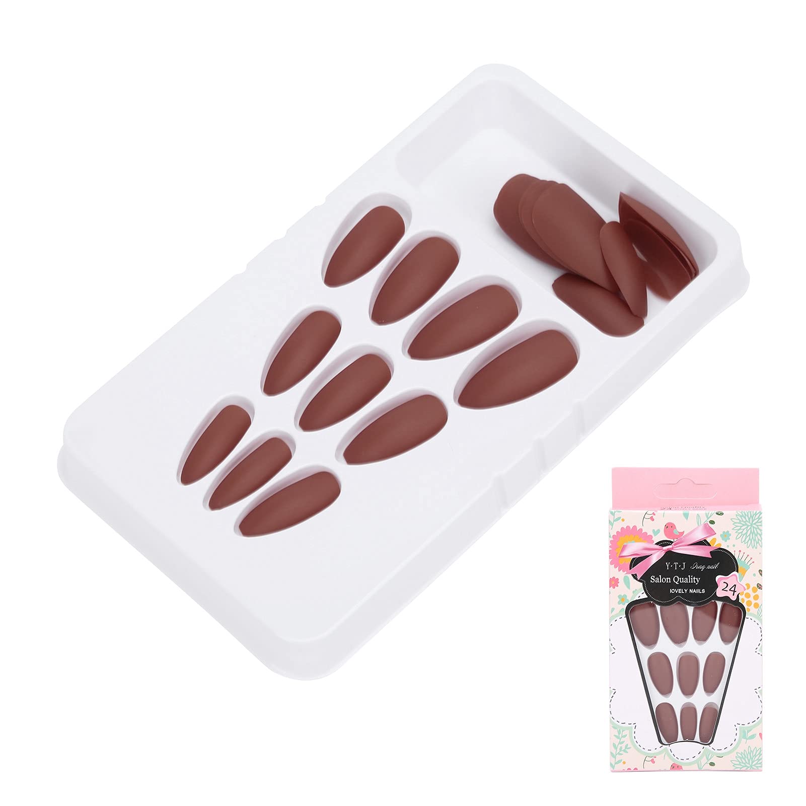 Brrnoo 24pcs False Nails - Long Press on Full Cover Fake Nails with Colorful Designs for DIY Nail Art | Salon Quality Stick on Nails for Women & Girls (Style 05) | Perfect for Parties, Weddings, and Daily Fashion Looks