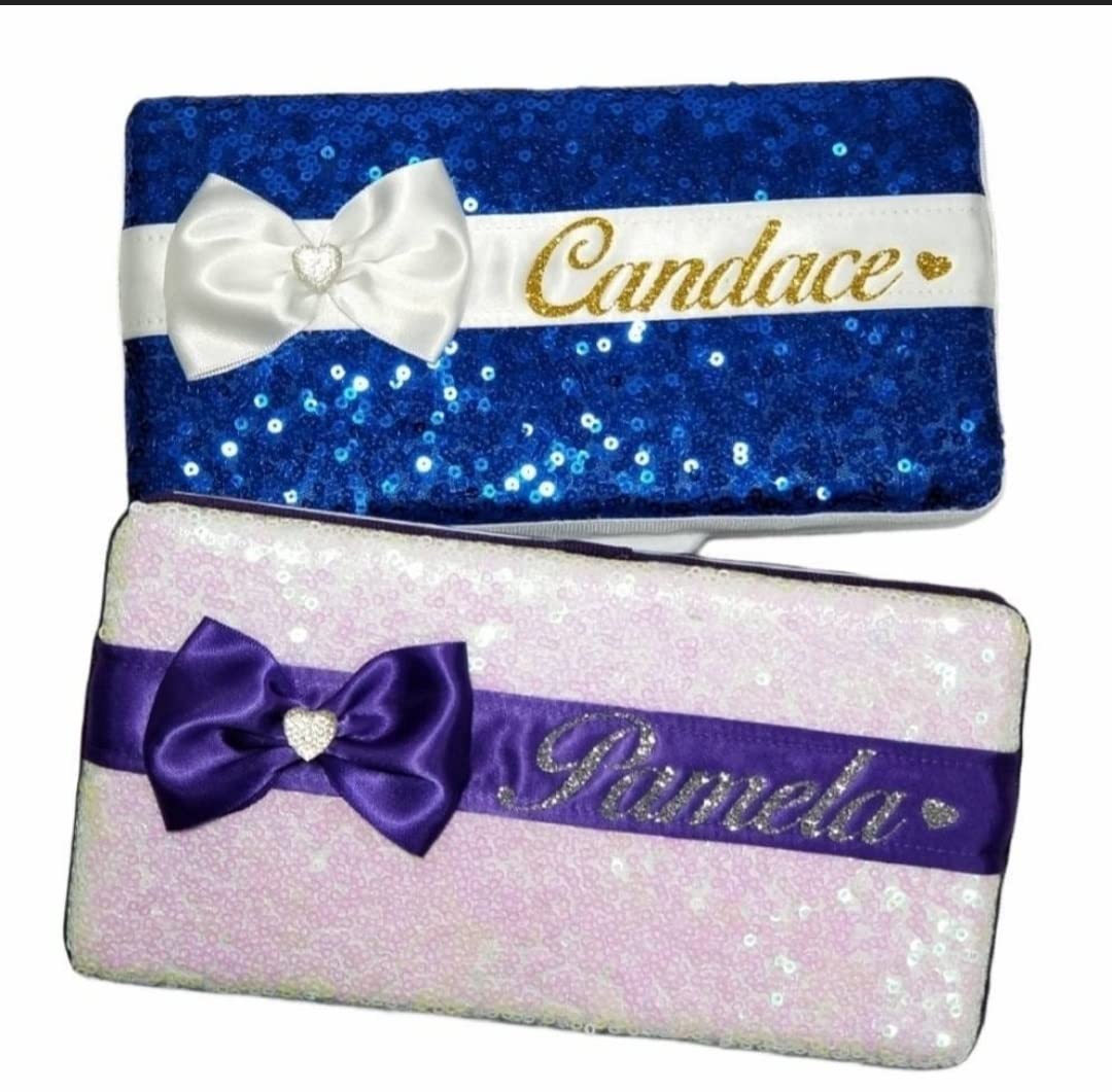 Customizable Sparkly Travel Wipes Case & Mask Holder - Personalized Sequin Makeup Box Accessories for Travel, Pink Glitter Baby Name Gift Idea, Cheetah & Zebra Print (Rose Gold) - Perfect for Makeup Storage, Travel Essentials & Unique Gifts