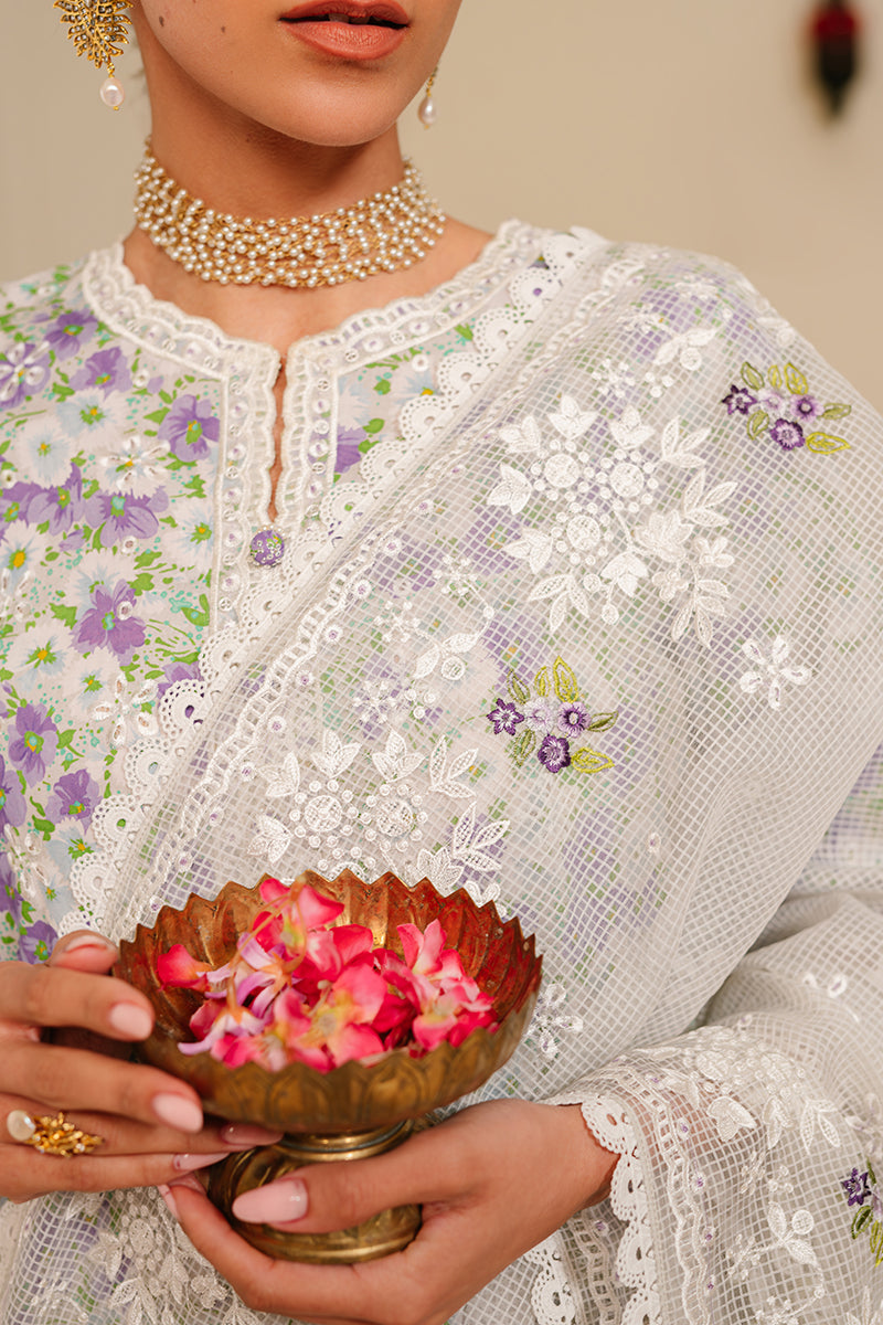 LAVENDER STRETCH 3-PIECE EMBROIDERED LAWN SUIT | Floral Summer Outfit for Women | Perfect for Weddings, Parties & Casual Wear