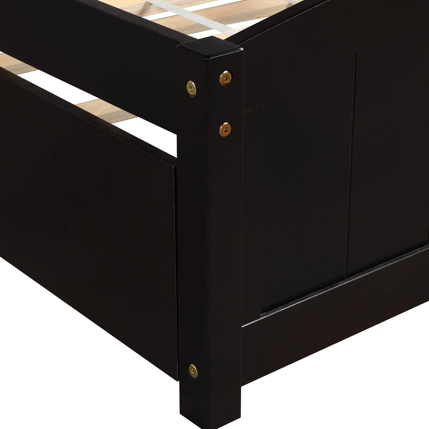 Merax Twin Size Wood Platform Bed with Trundle - Solid Wood Bed Frame with Storage Drawer, Espresso Finish - Perfect for Kids Room, Guest Bedroom & Small Space Living