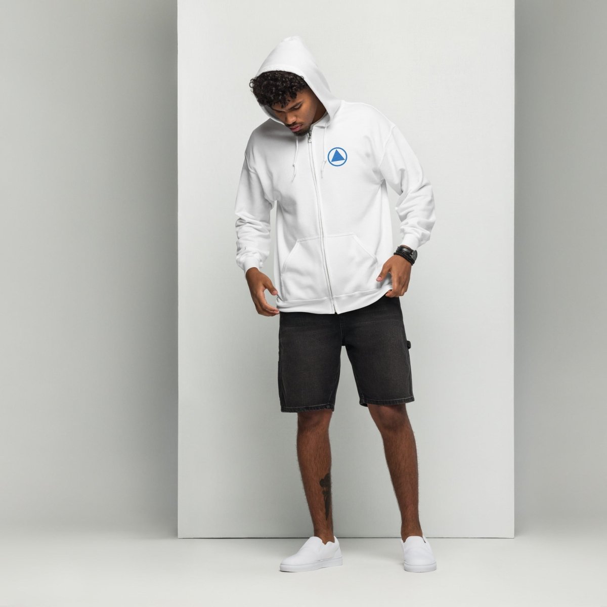 Strength Triangle Zip Hoodie - Unity, Service, Recovery Motif | Comfortable Pullover for Daily Wear & Recovery Support